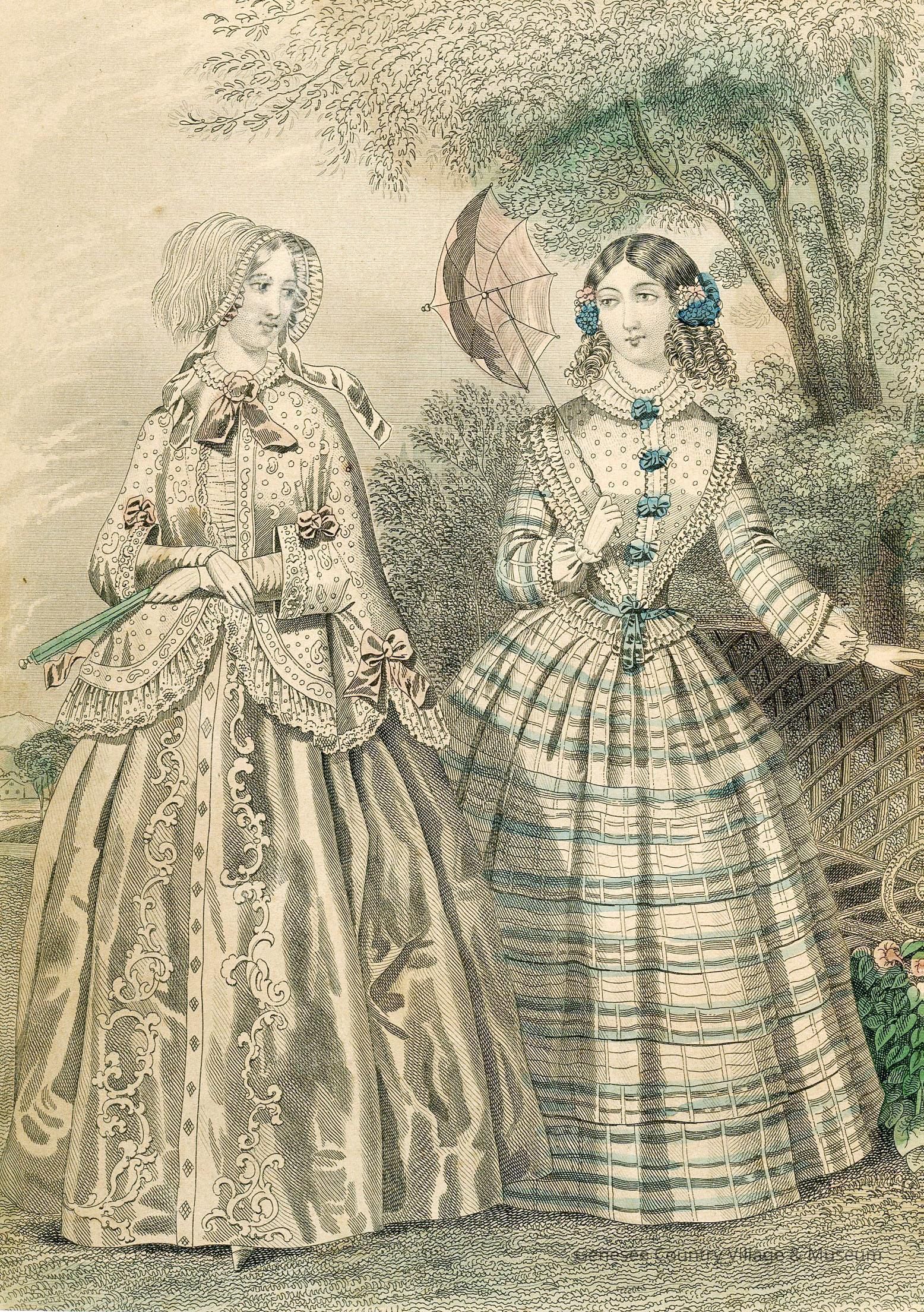 Ladies in Walking Dress, By a Bench, Small Mat