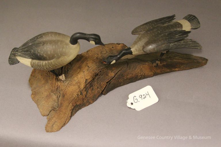 Miniature Canada geese carving