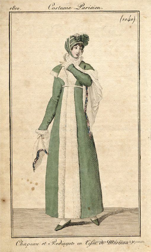 Apple Green Coat Trimmed with White Fur - Image 2