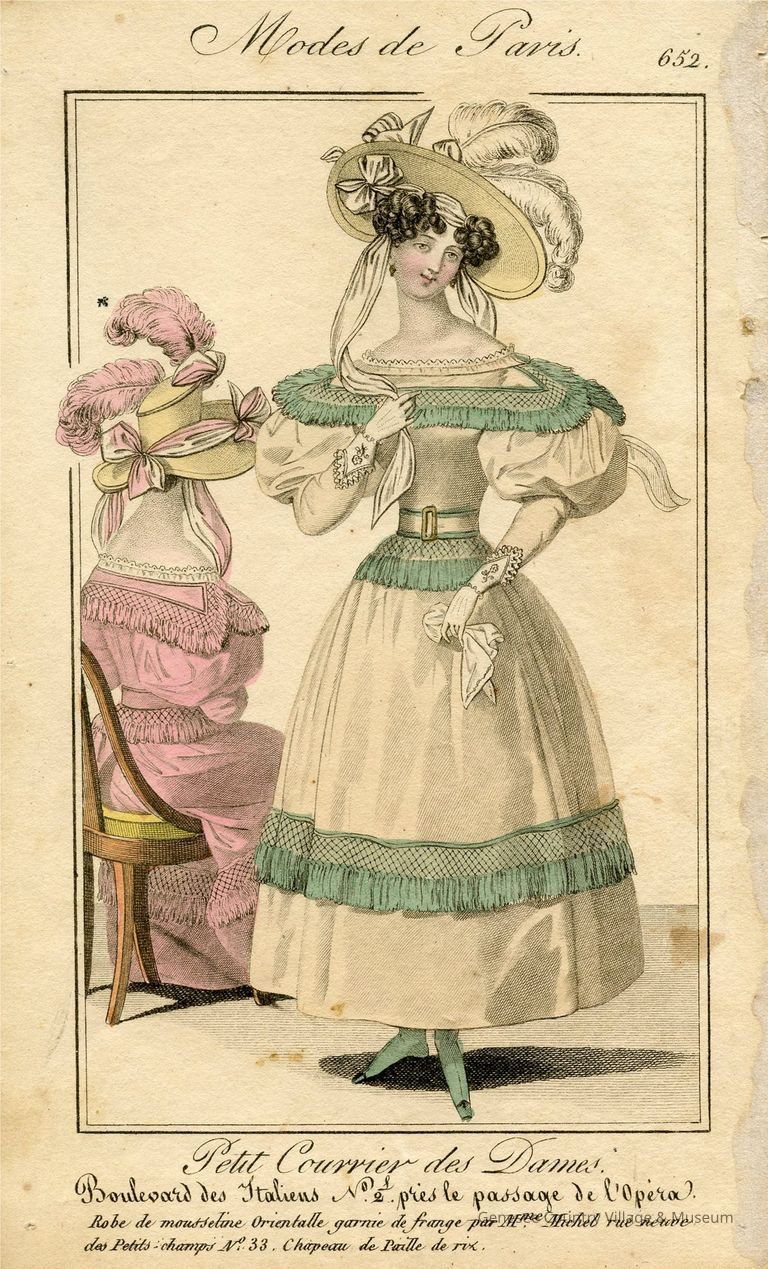 2 Ladies, 2 Views of Fringed Dress