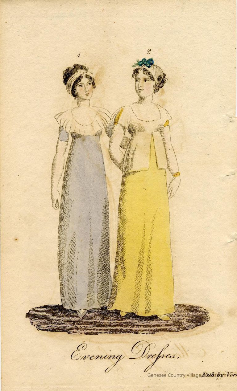2 Women in Simple Evening Dress 1802