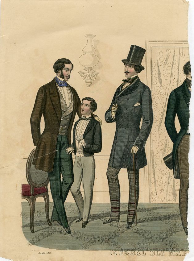 6 Men and a Boy in a Parlor with Wall Lamps