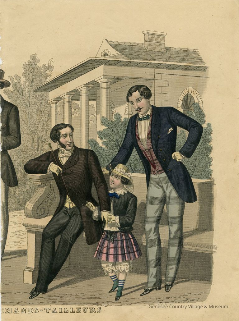 6 men and Boy in Park Near a Classical Building
