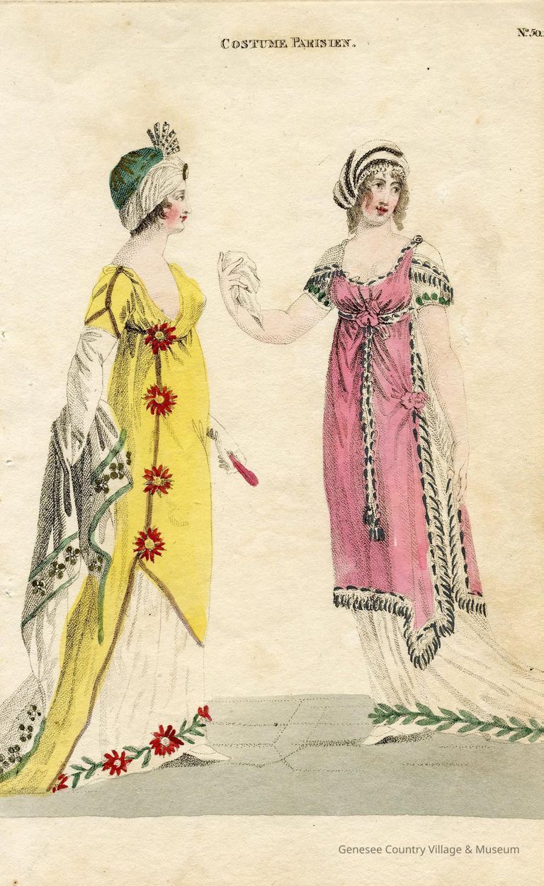 2 Ladies in Trained Dresses with Tunics