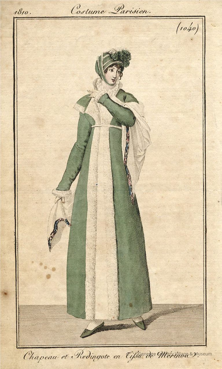 Apple Green Coat Trimmed with White Fur