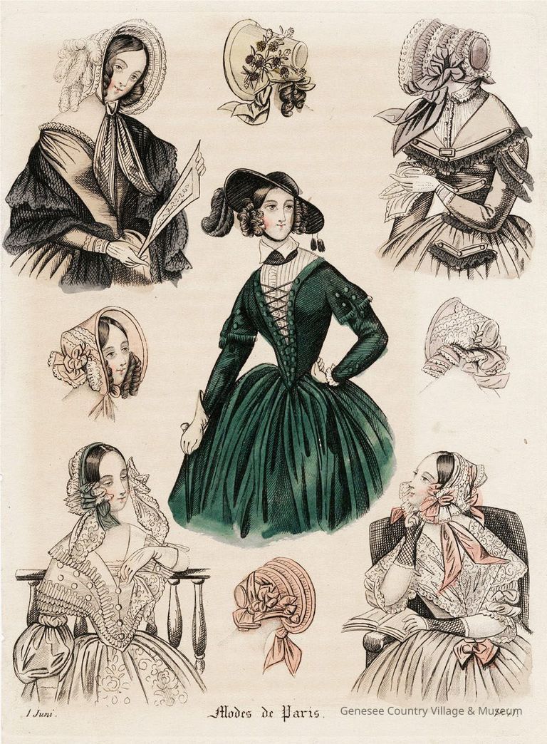 5 Torsos, 1 in Riding Habit; 4 Bonnets