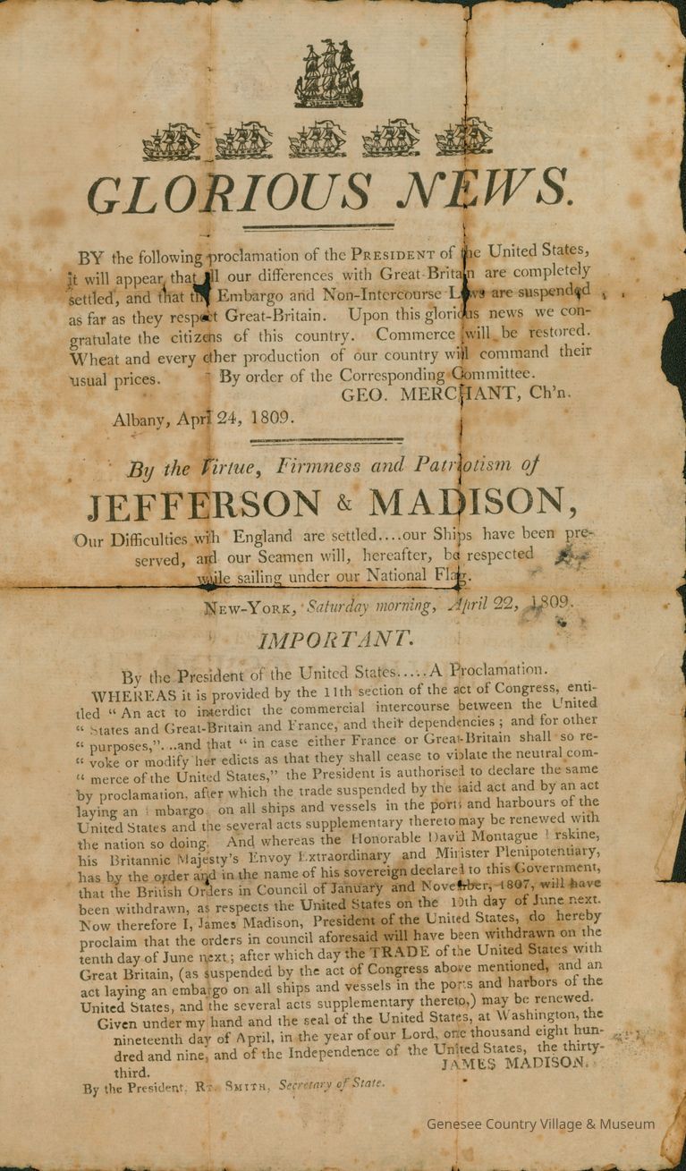 Broadside, 1809