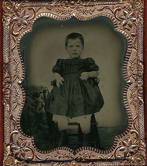 Boy in Checked Dress