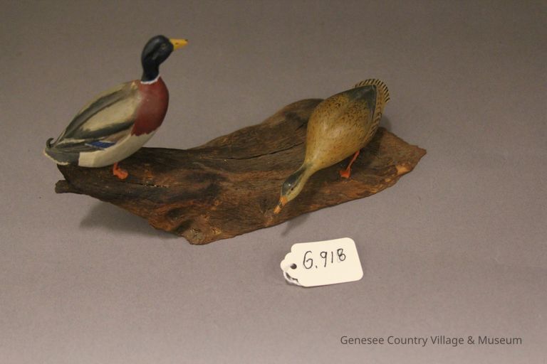 Miniature Mallard duck carving