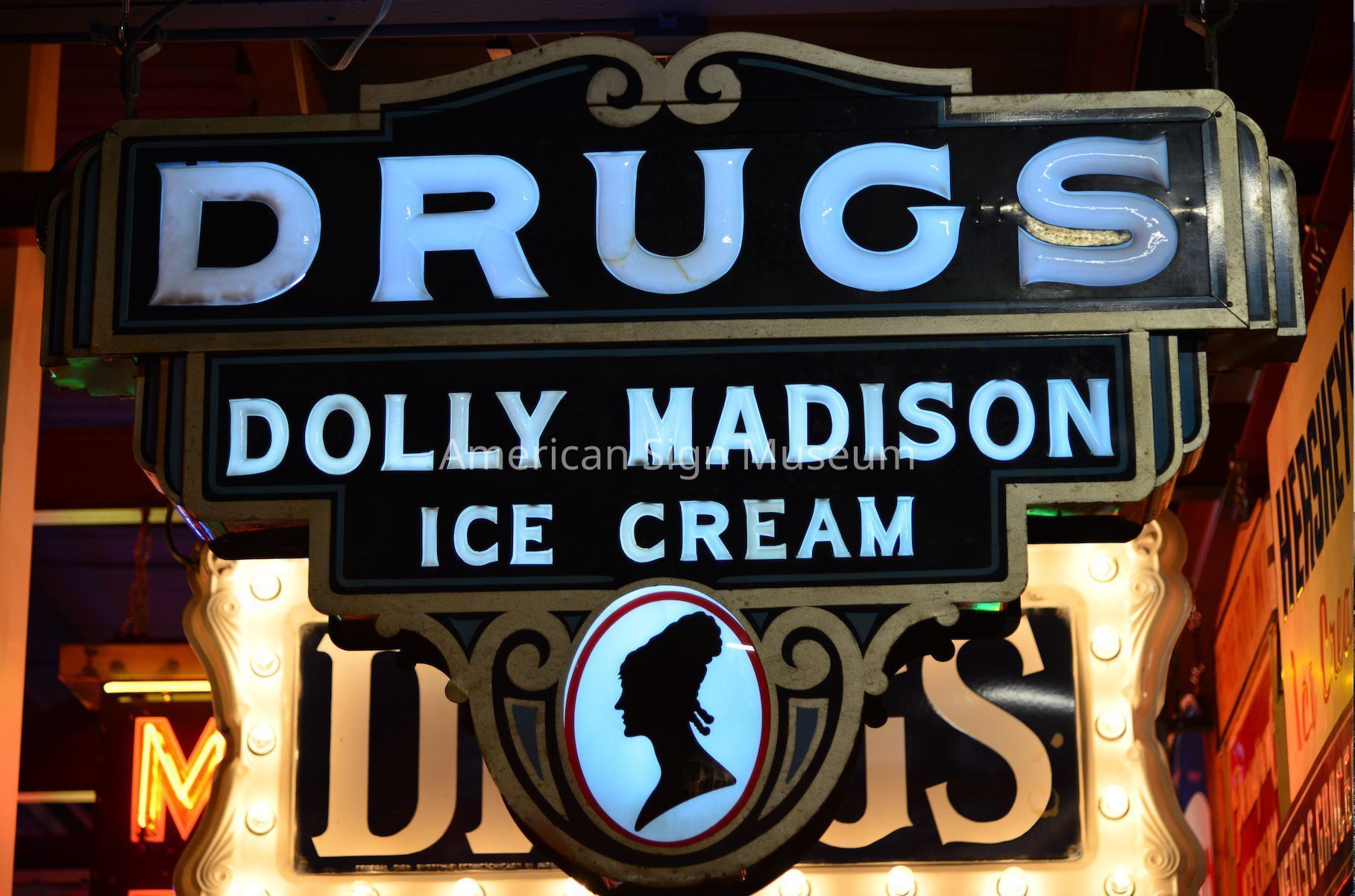 Drugs Dolly Madison Tin & Opal Glass Sign picture number 1