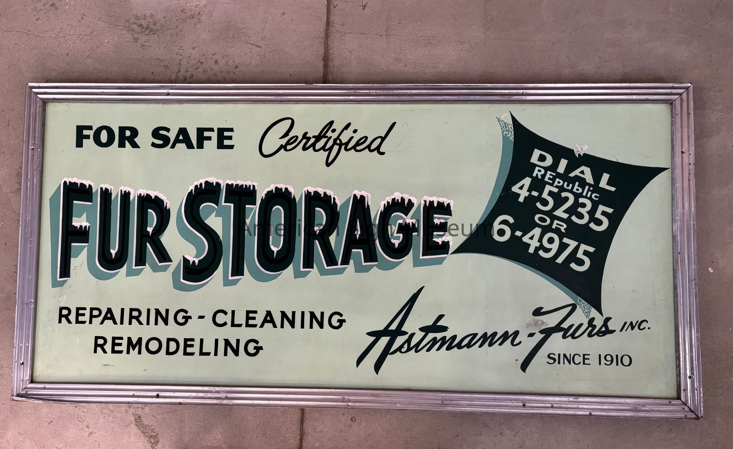 Front of Fur Storage Sign