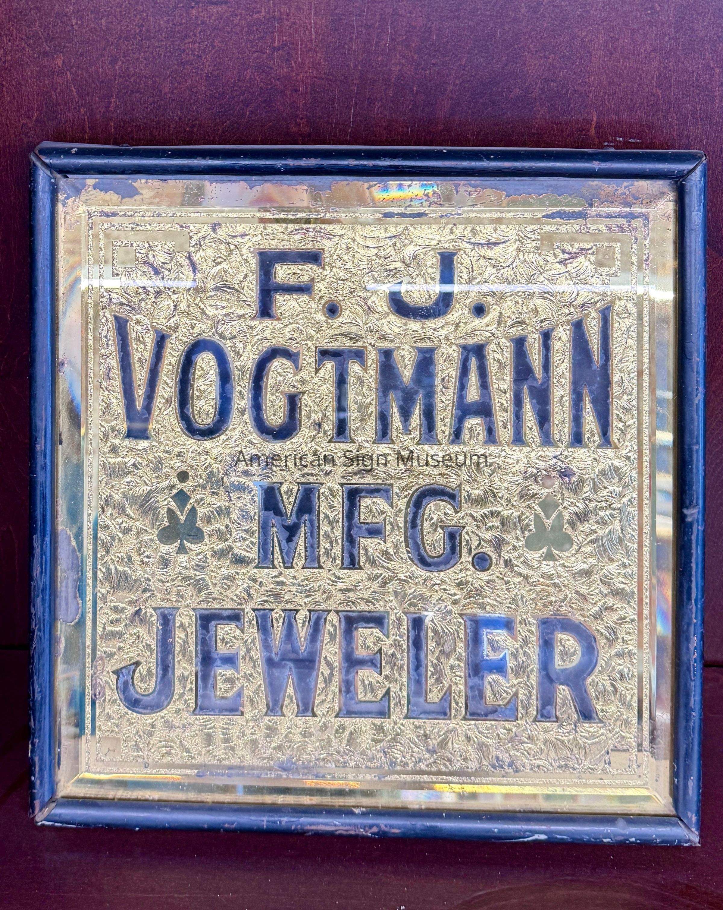 F.J. Vogtmann Jeweler Gilded Glass Sign picture number 1
