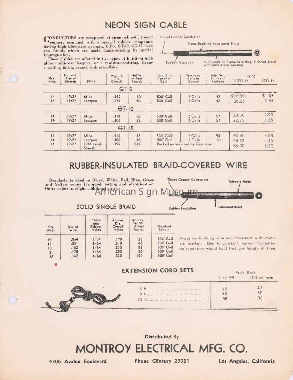 Montroy Electrical Mfg. Co. Illustrated Price Sheet picture number 1