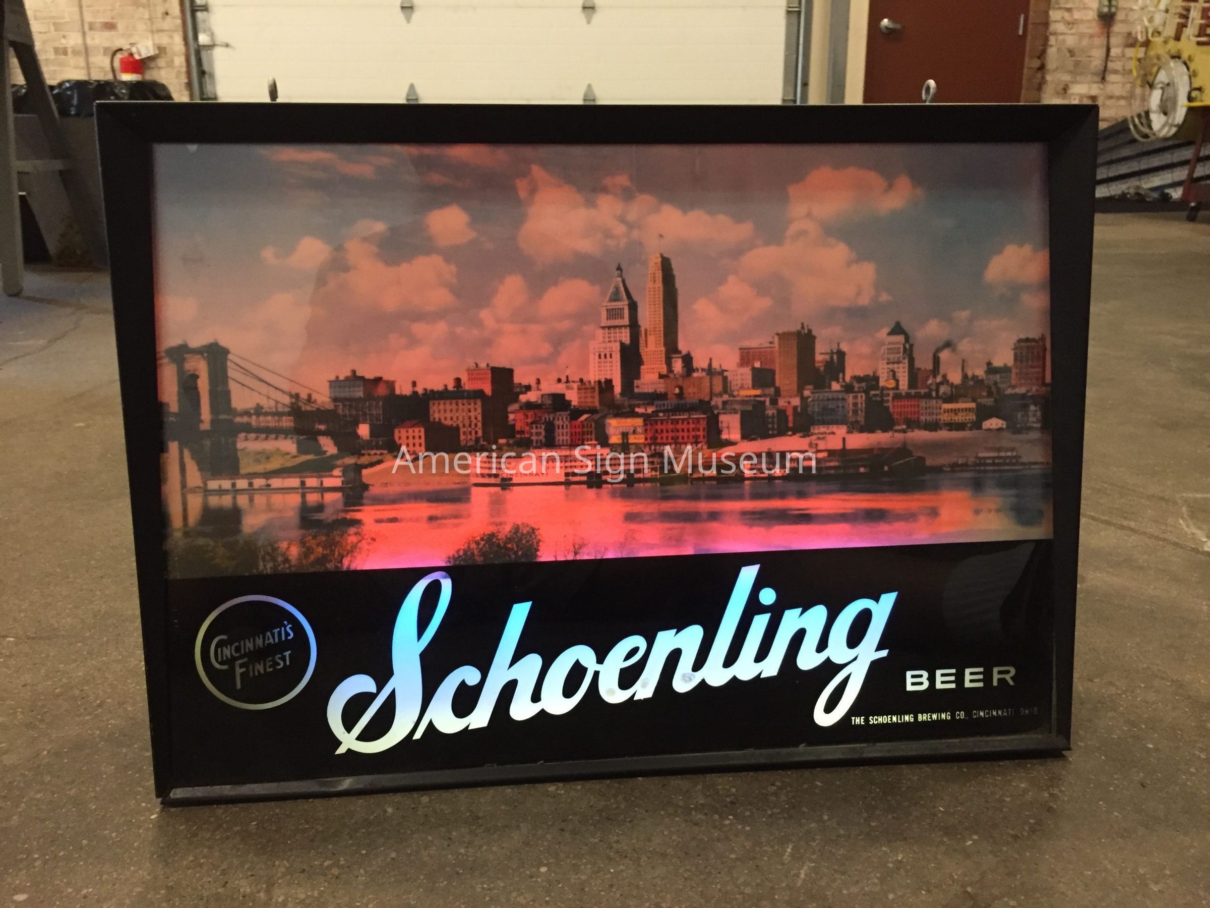 Schoenling Beer Glass and Metal Sign picture number 1