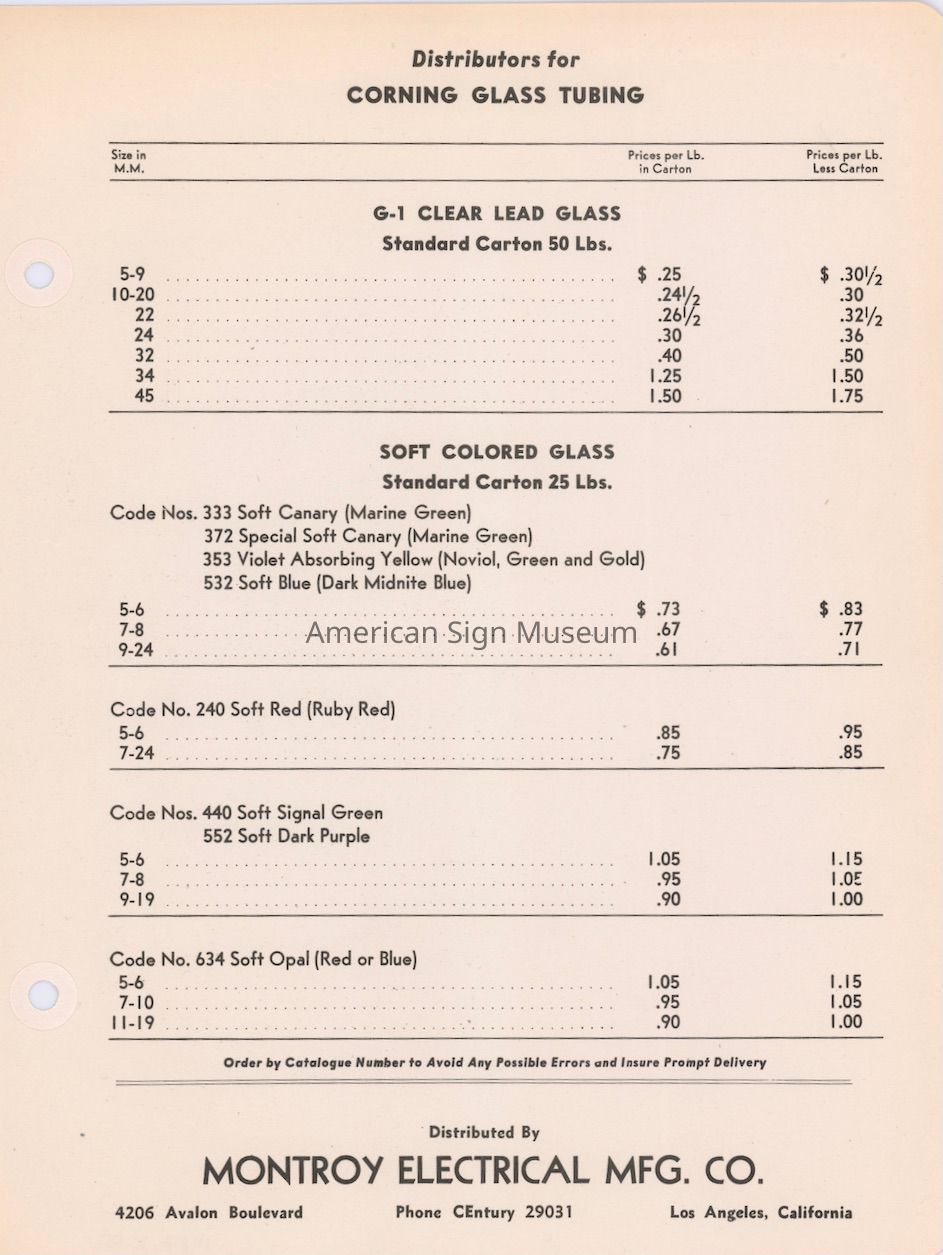 Montroy Electrical Mfg. Co. Illustrated Price Sheet picture number 1