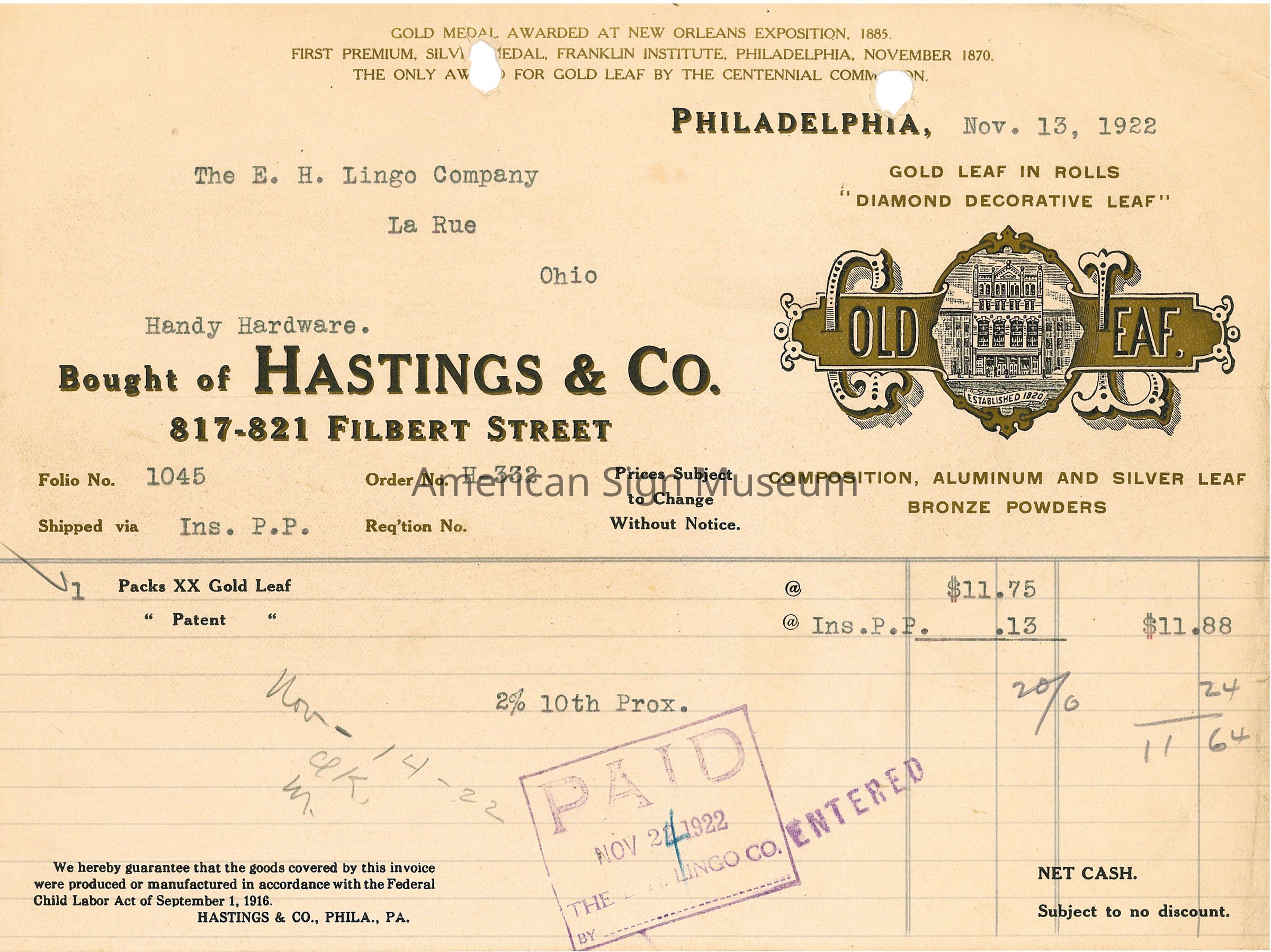 Hastings & Co. Purchase Order picture number 1