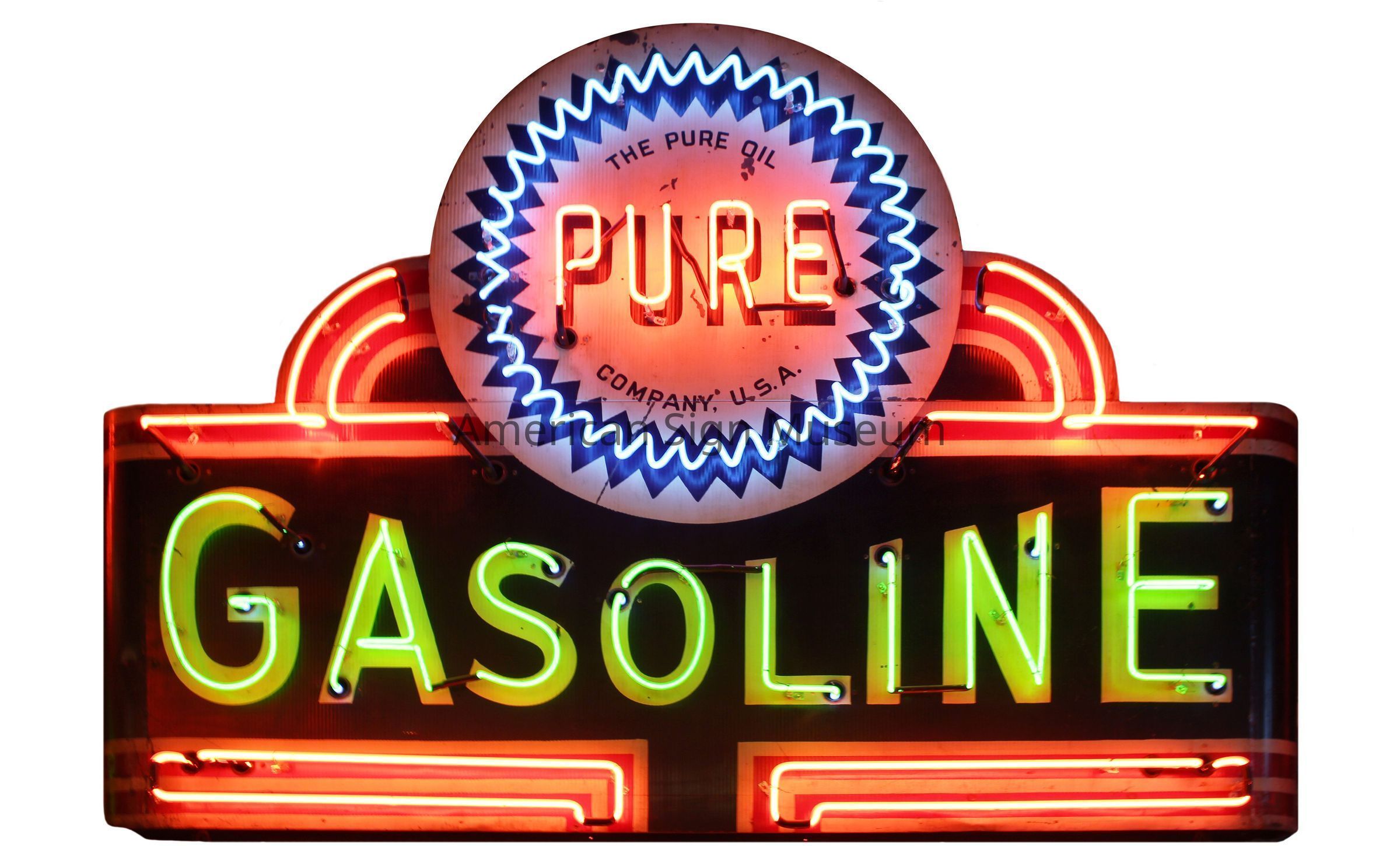 Pure Gasoline Flexlume Ripple Tin Sign picture number 1