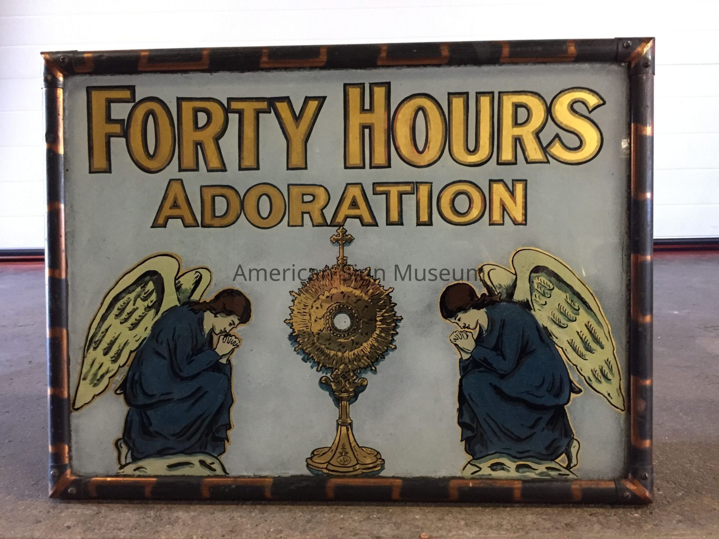 Forty Hours Adoration Goldleaf Glass Sign picture number 1