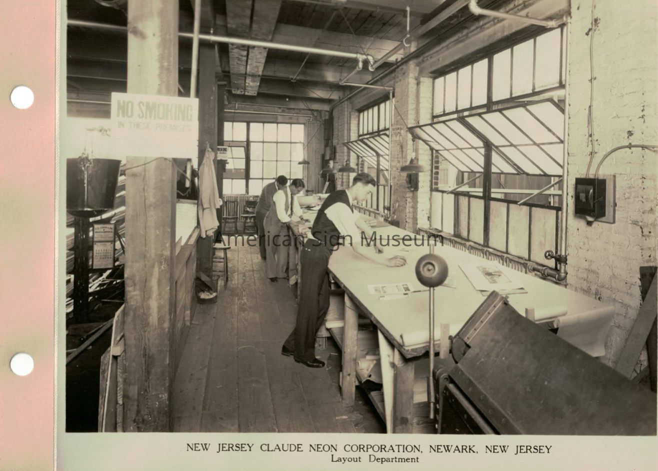 Claude Neon Corp. Newark NJ Layout Department Photograph picture number 1