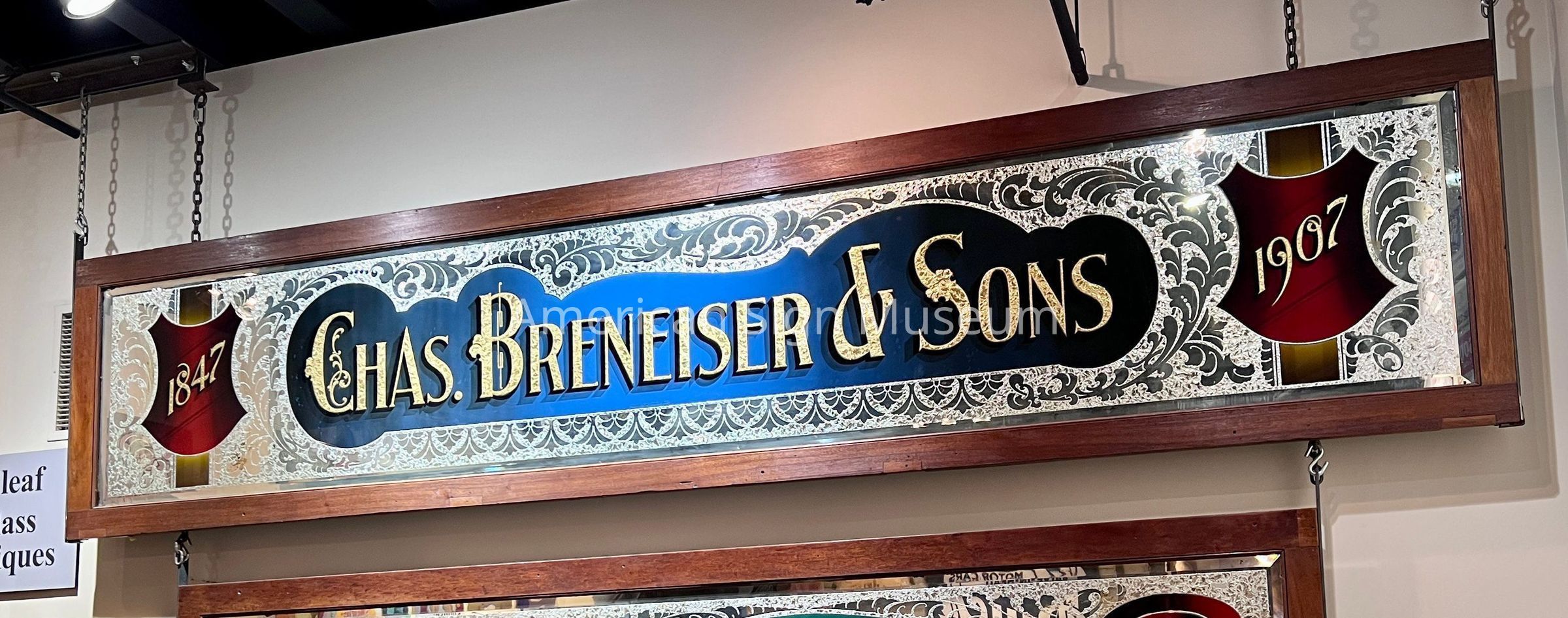 Chas Brenheiser & Sons Gilded Glass Sign picture number 1
