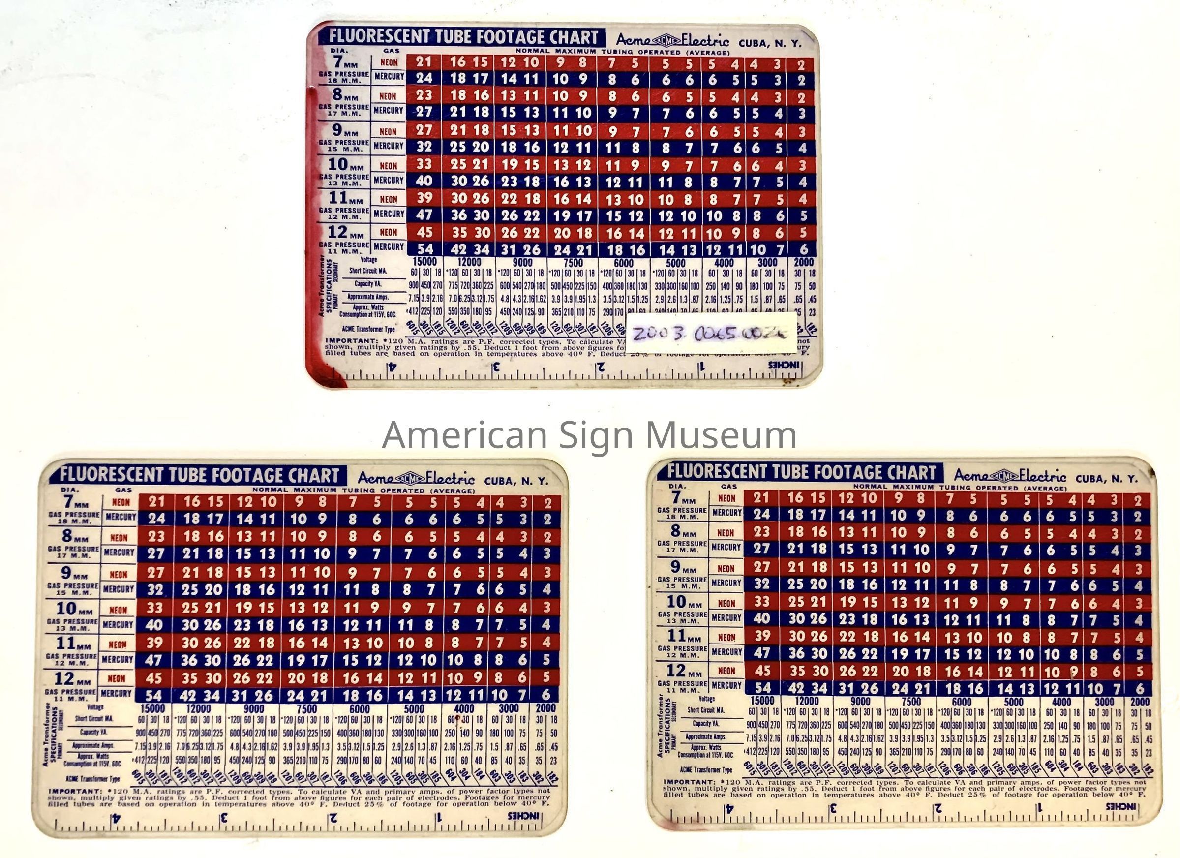 ACME Plastic-Encased Electric Fluorescent Tube Footage Chart picture number 1
