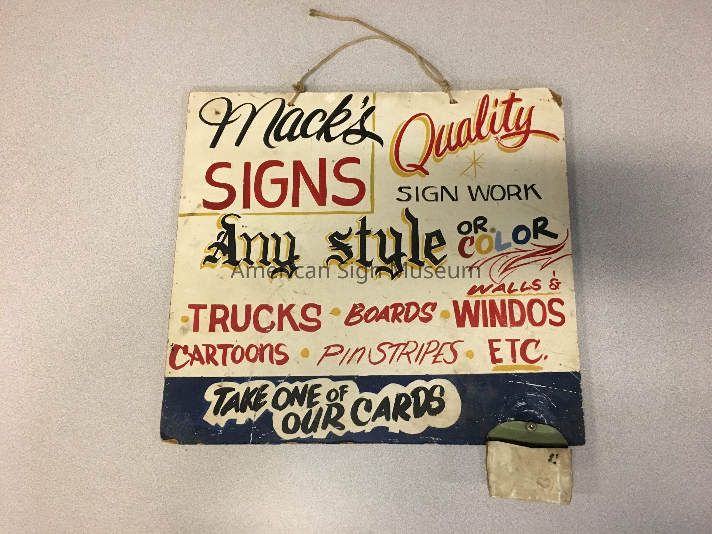 Mack's Signs Hand-lettered Chipboard Sign picture number 1