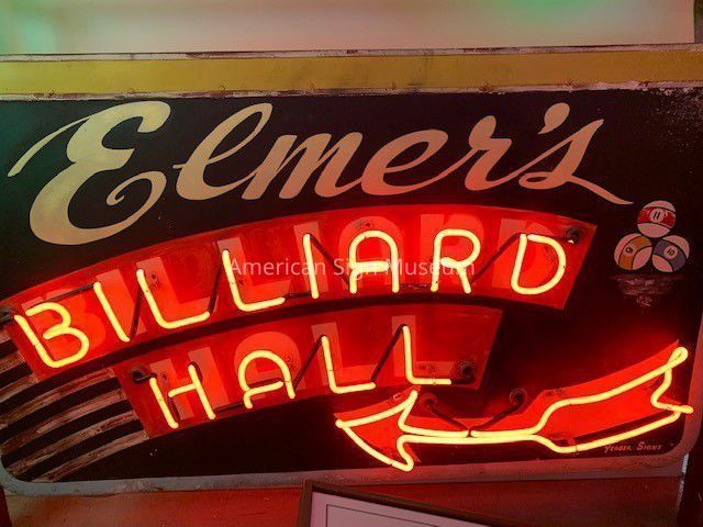 Elmer's Billiard Hall Double-Faced Sheetmetal & Neon Sign picture number 1