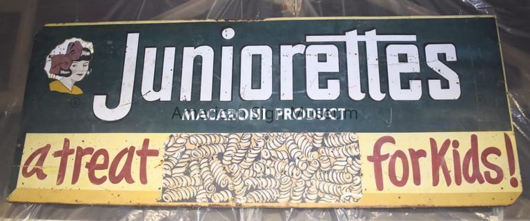 Juniorettes Macaroni Product Vinyl Tin Sign picture number 1
