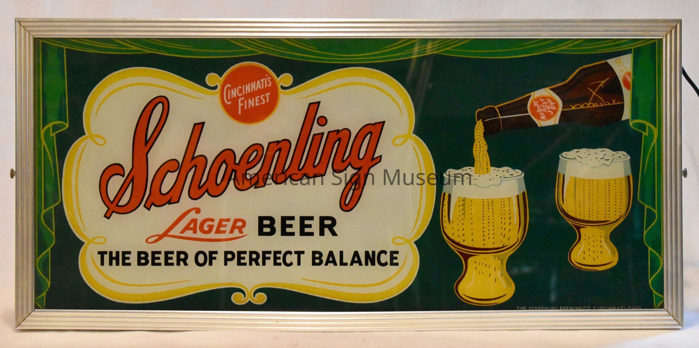 Schoenling Beer Animated Screen-Printed Glass & Metal Sign picture number 1