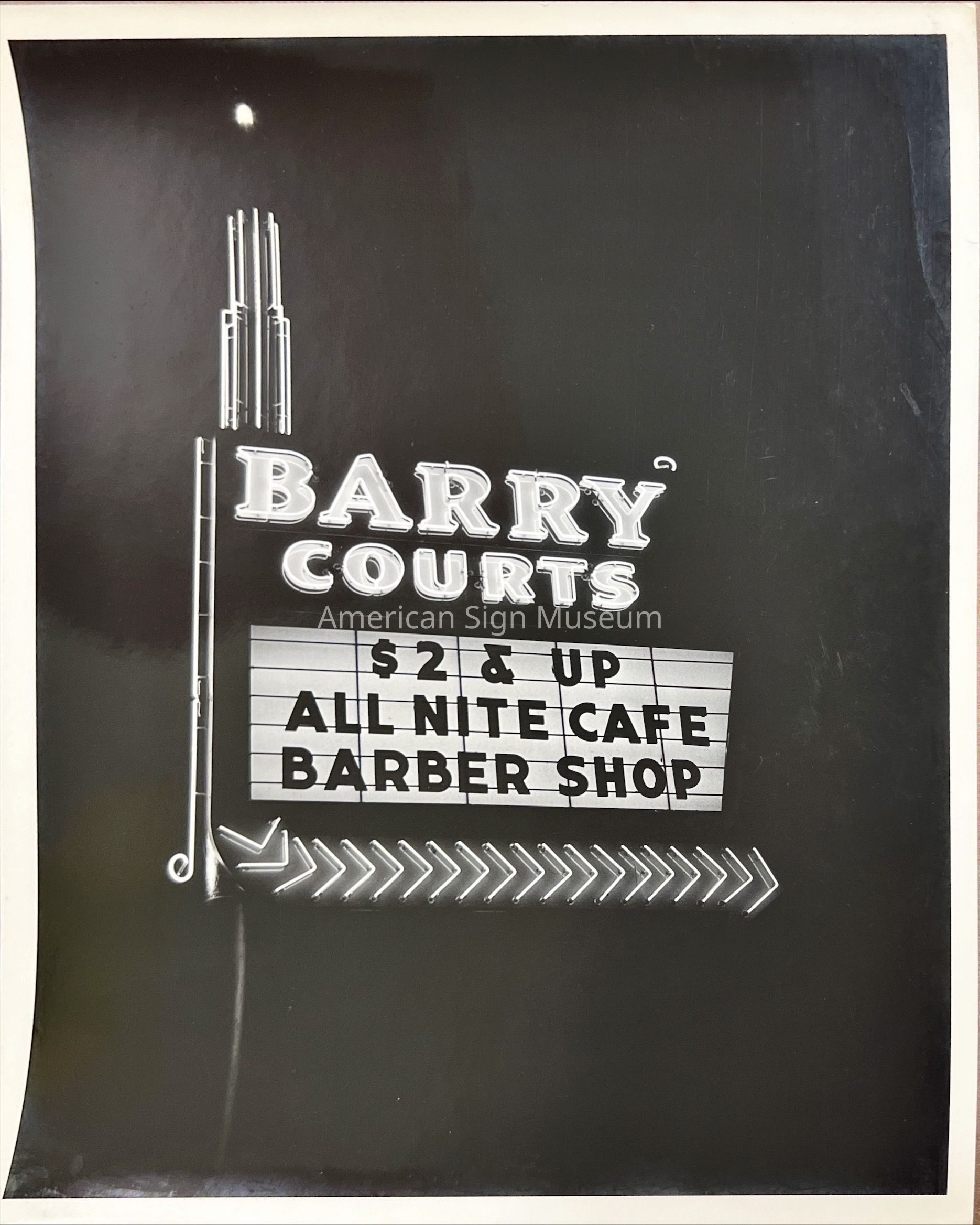 Barry Courts Early Neon Sign at Night - Photograph picture number 1