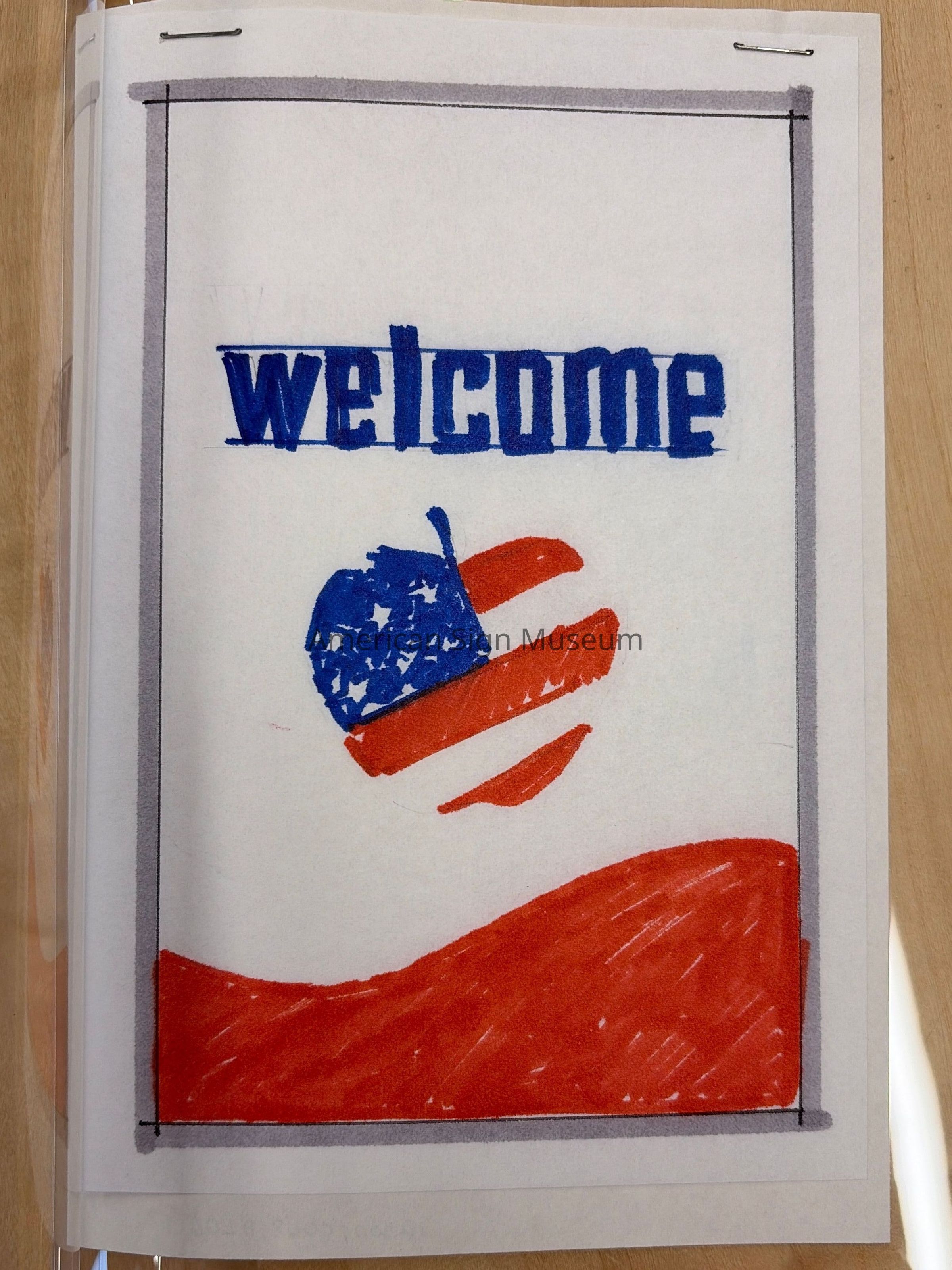 DNC Welcome Flag 1980 - Sketch picture number 1