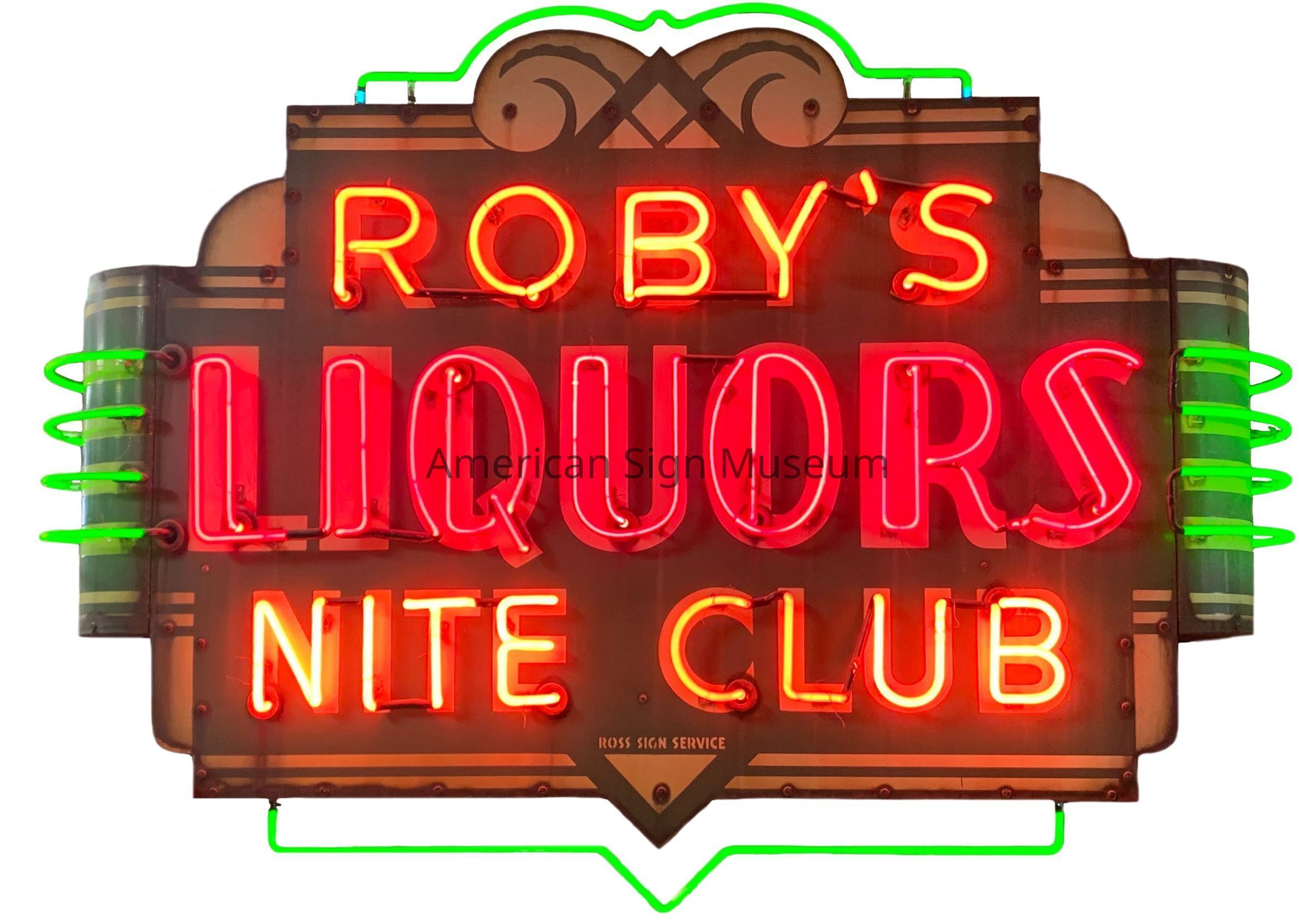 Roby's Liquors Nite Club Porcelain Enamel Neon Sign picture number 1