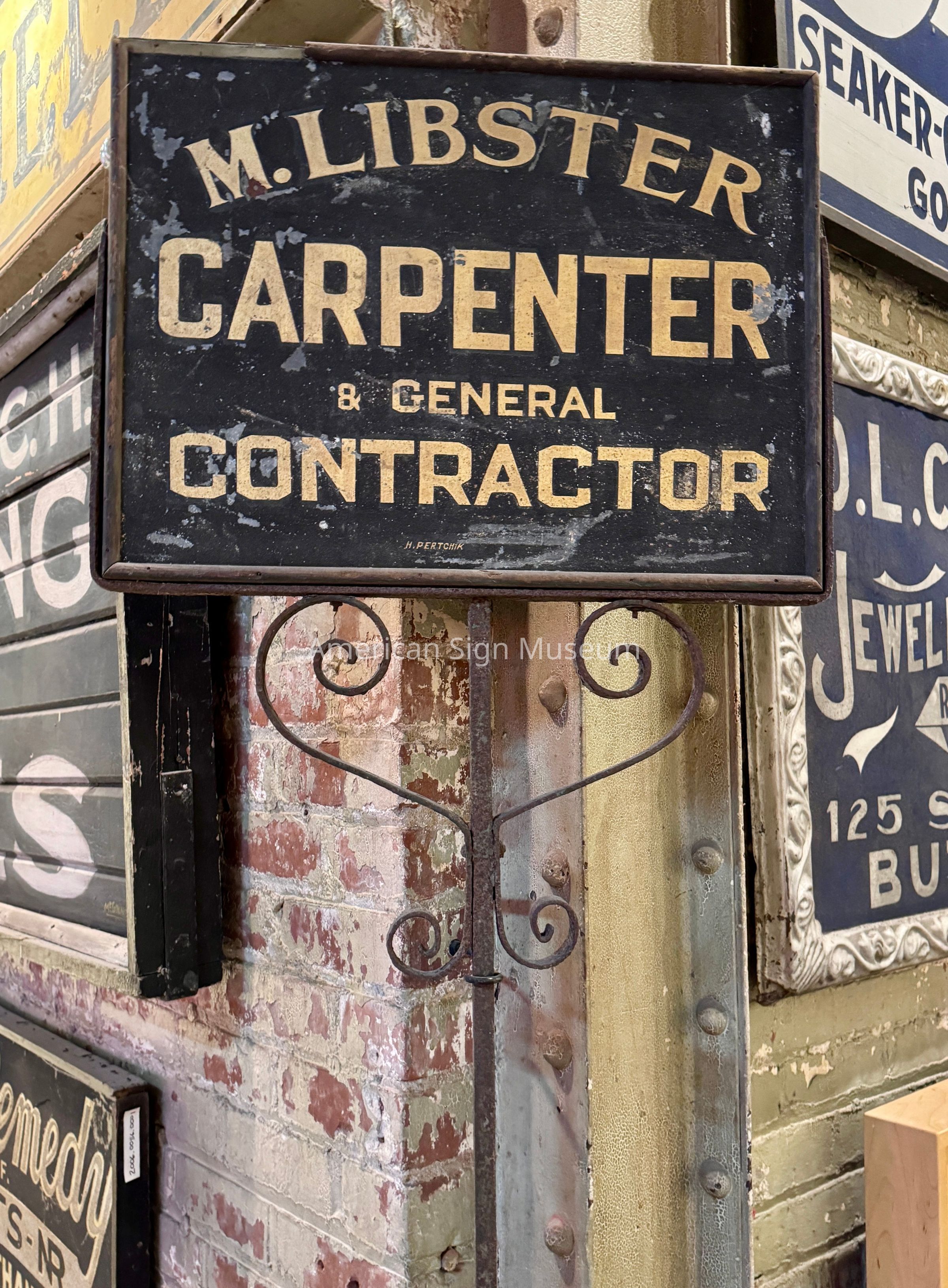 M. Libster Carpenter Standing Gilded Post Sign picture number 1