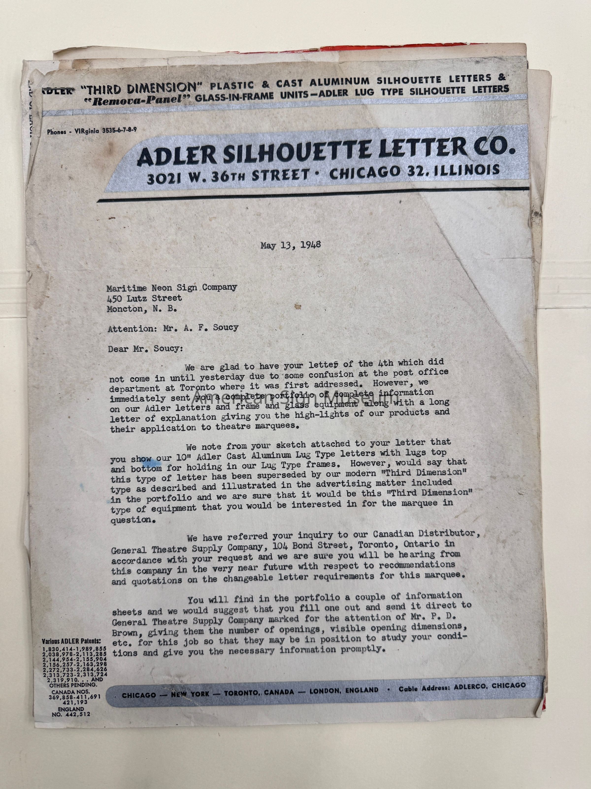 Adler Silhouette Letter Co. Letter & Price List picture number 1
