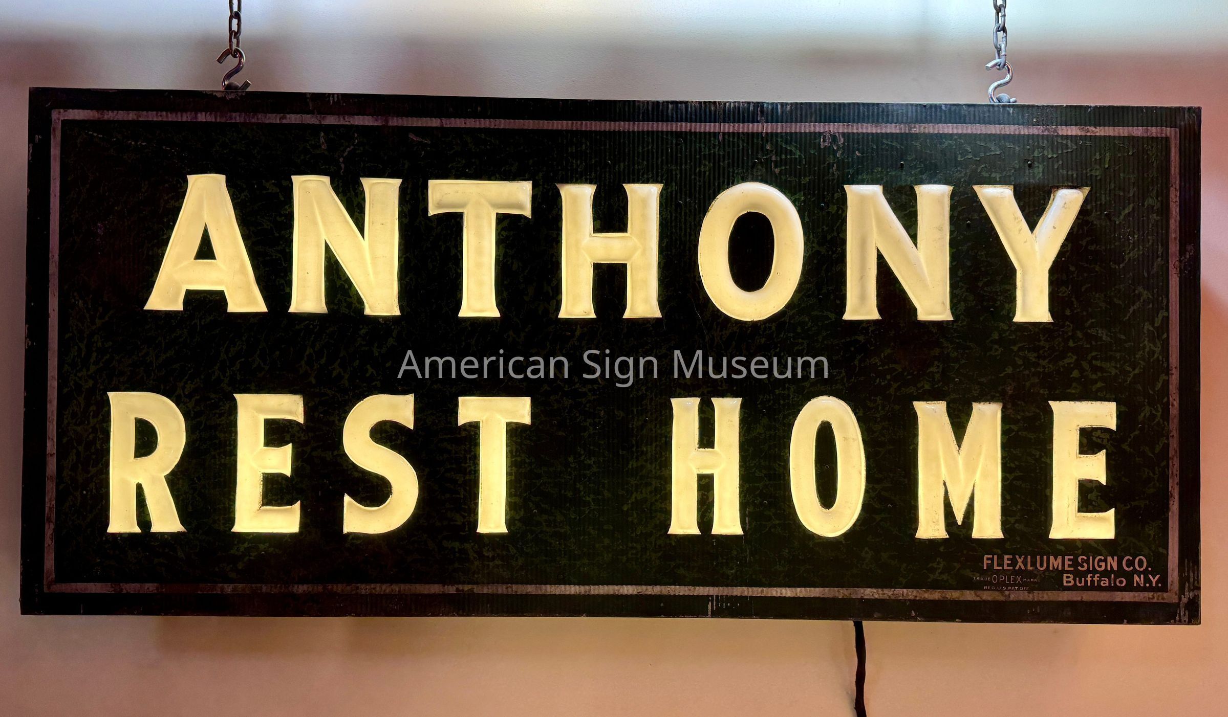 Anthony Rest Home Opal Glass Ripple Tin Sign picture number 1