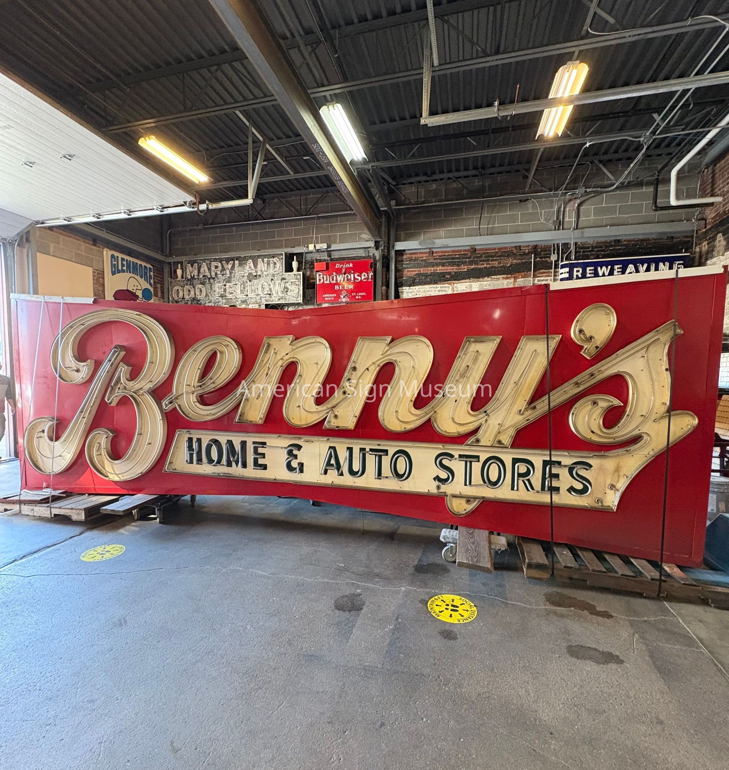 Benny's Home and Auto Stores Sign