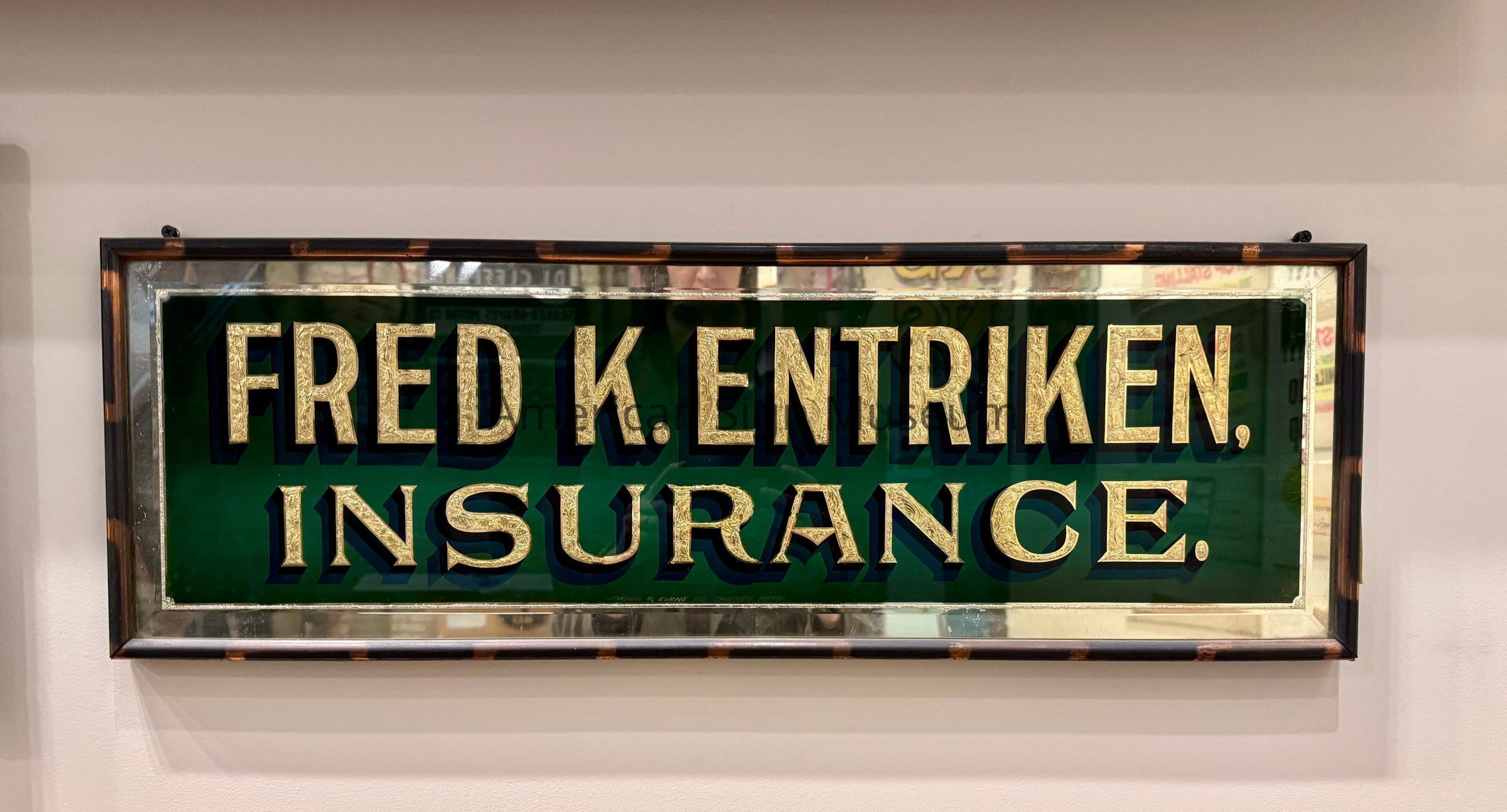 Fred K. Entriken Insurance Gold Leaf Glass Sign picture number 1