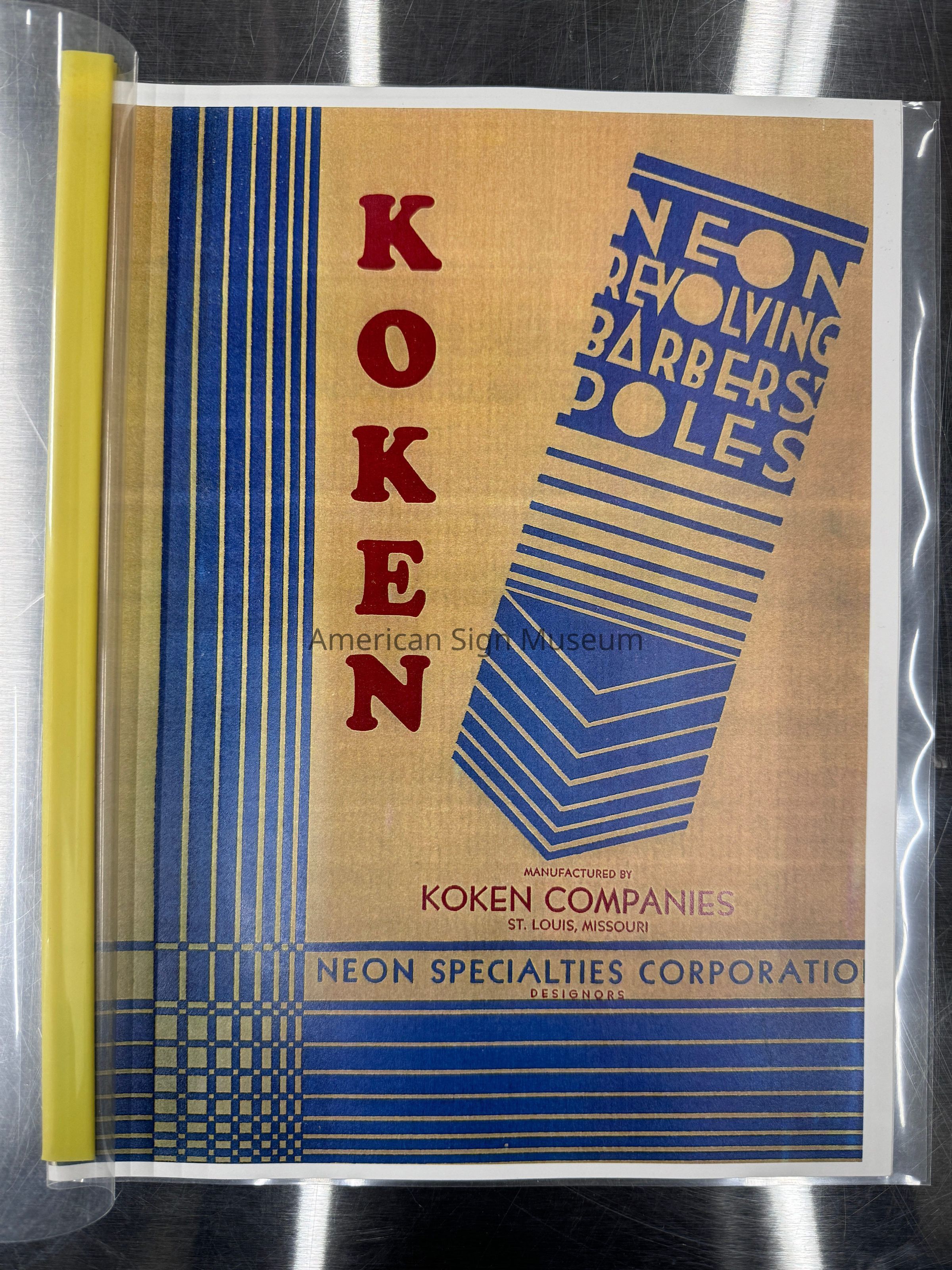 Neon Specialties Corp. Koken Neon Barber Pole Reproduction Catalogue picture number 1