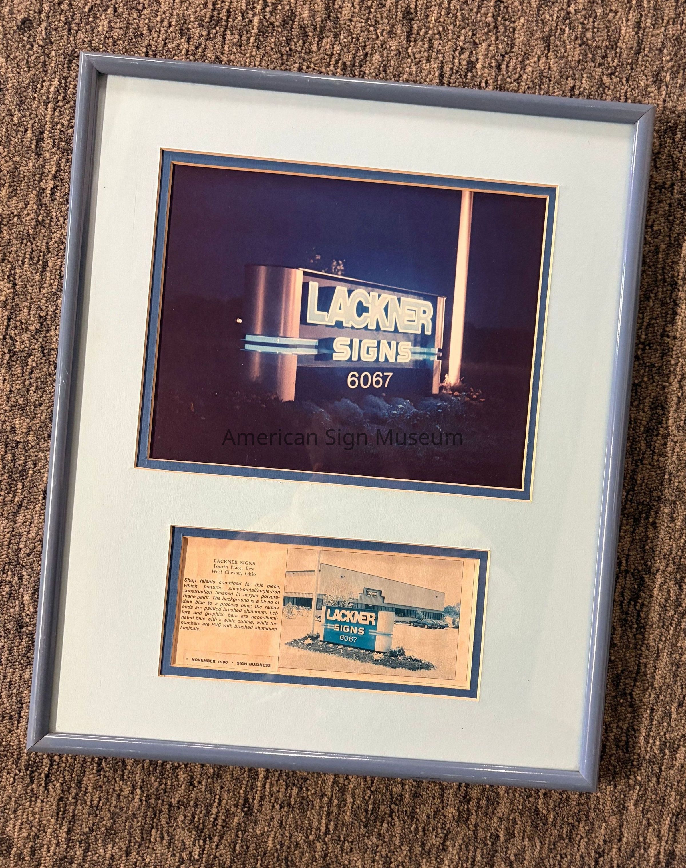 Lackner Signs Sign and Description Framed picture number 1