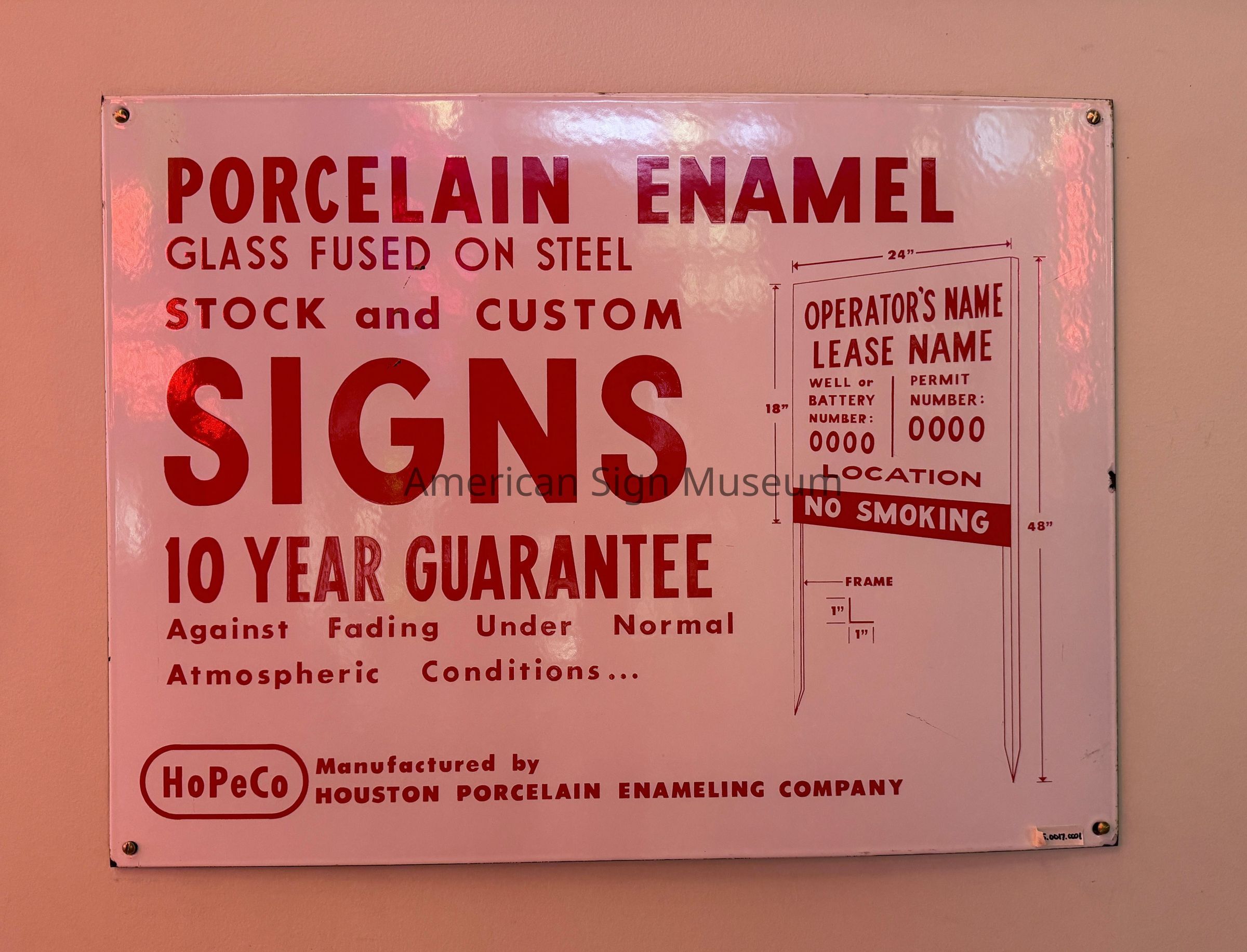 Houston Porcelain Enameling Company Sign picture number 1