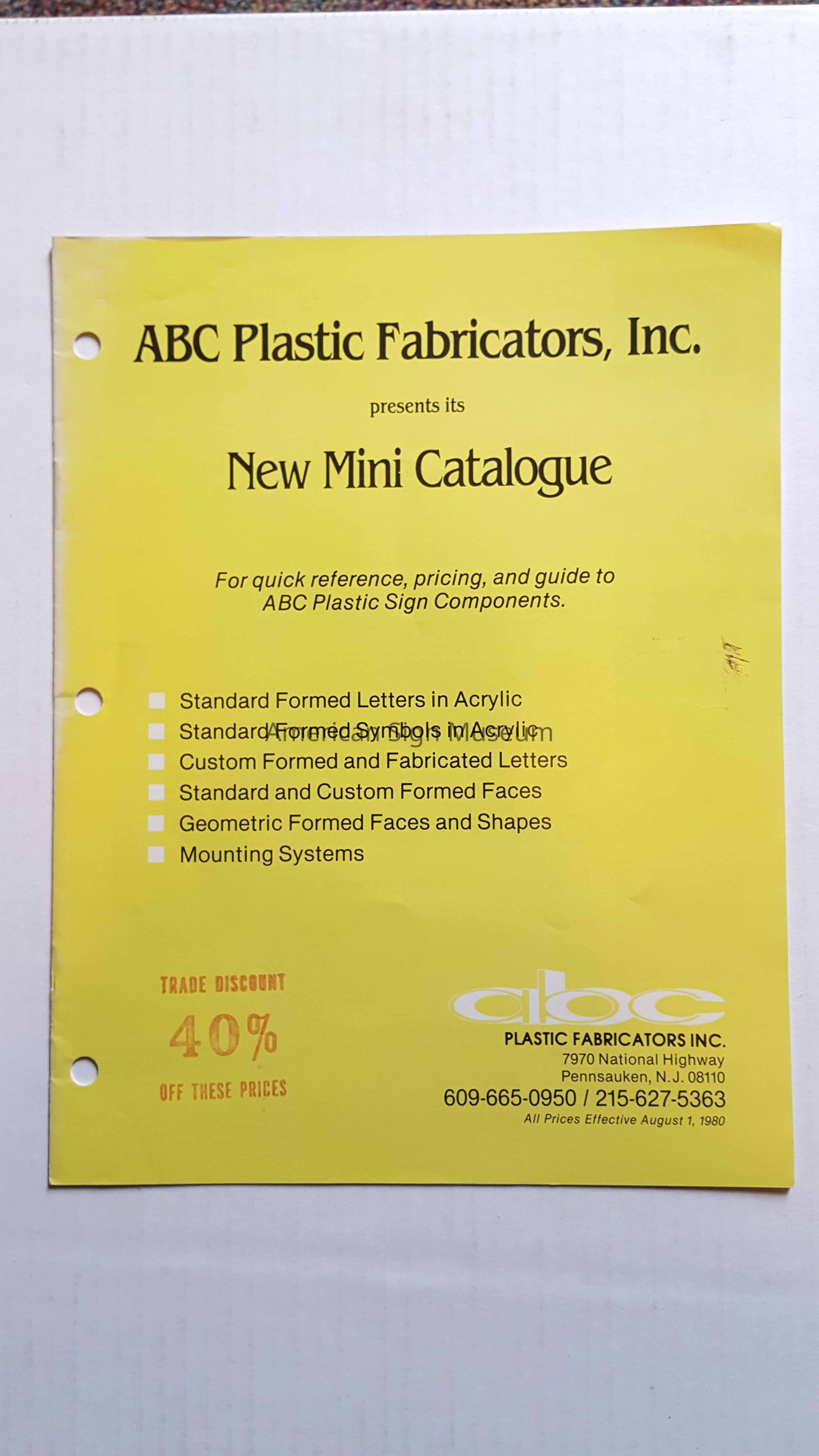 ABC Plastic Fabricator's Inc. New Mini Catalogue picture number 1