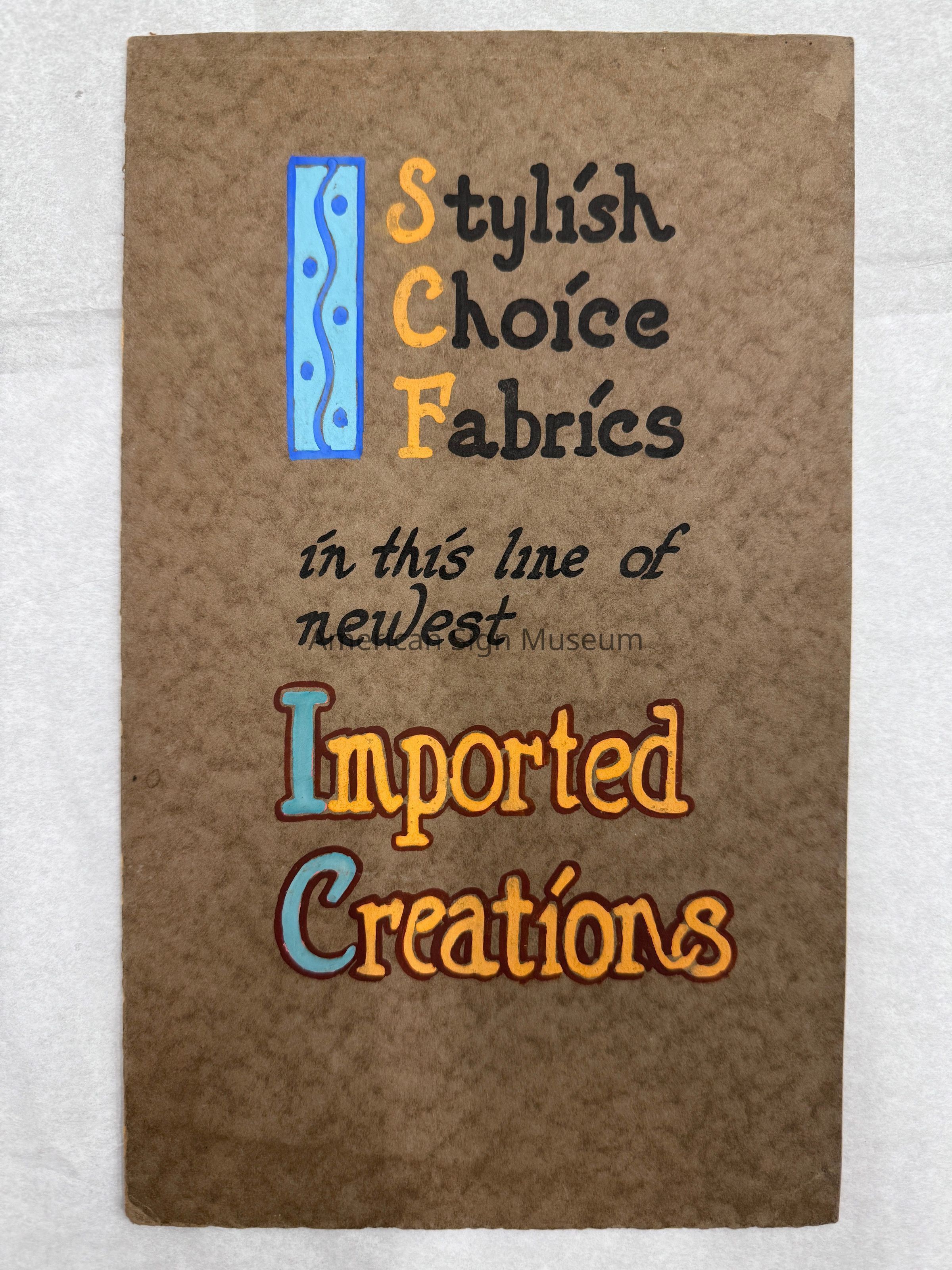 Pfister Art Service Hand-Lettered Showcard Sample picture number 1