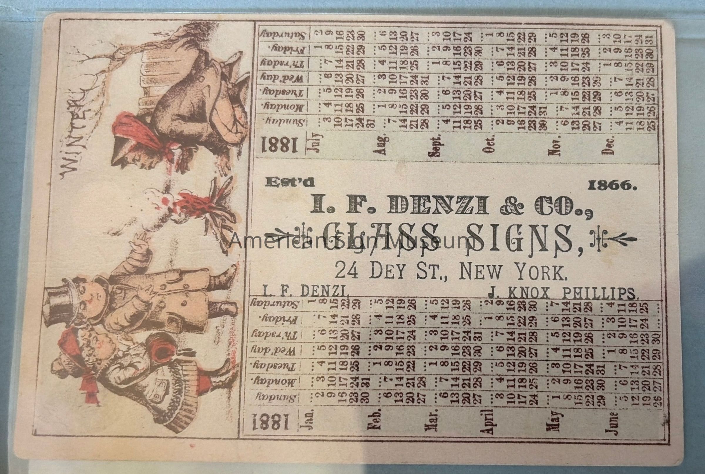 I.F. Denzi & Co. Artistic Glass Signs New York - Trade Card picture number 1