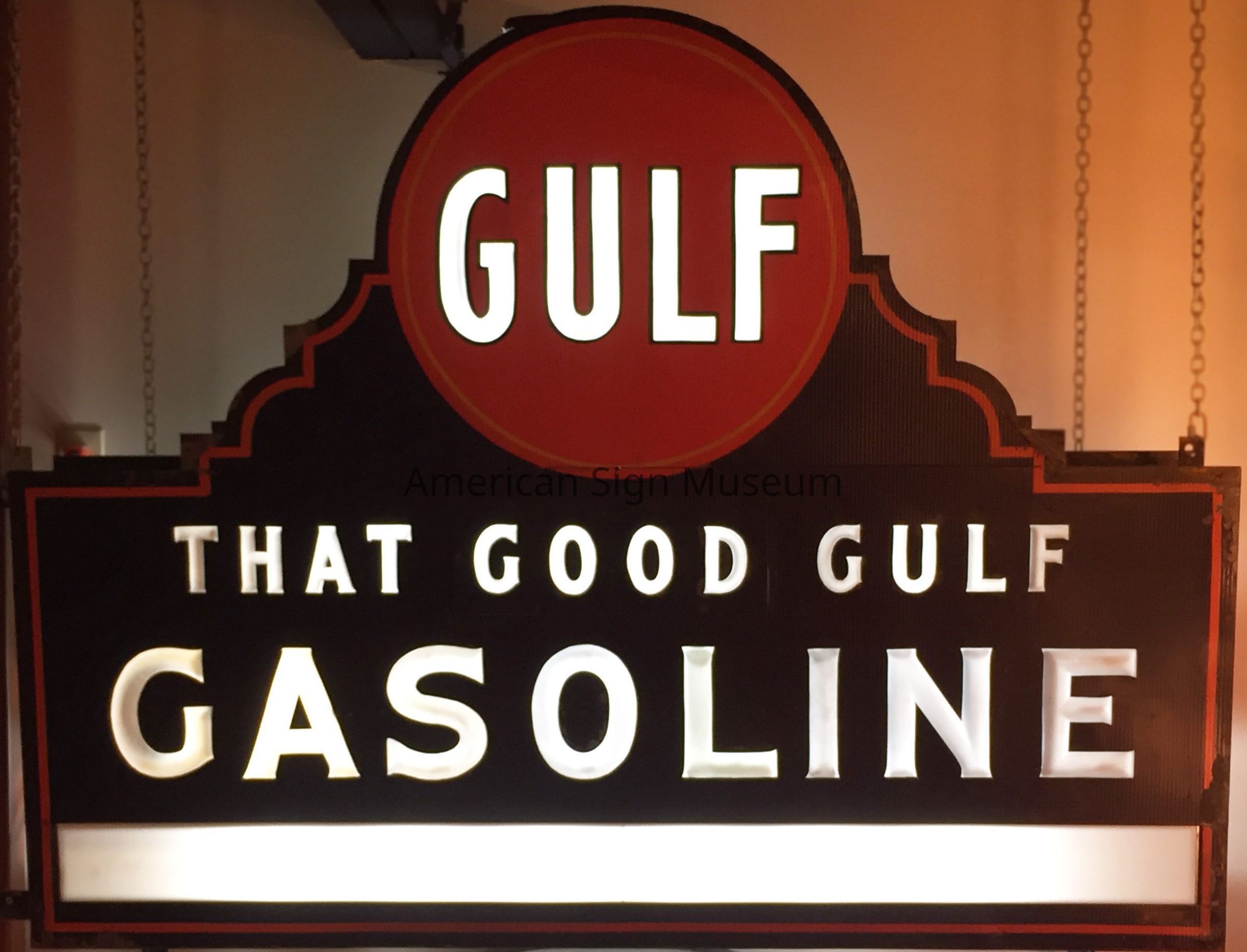 Good Gulf Gasoline Double-Faced Opal Glass and Tin Sign picture number 1