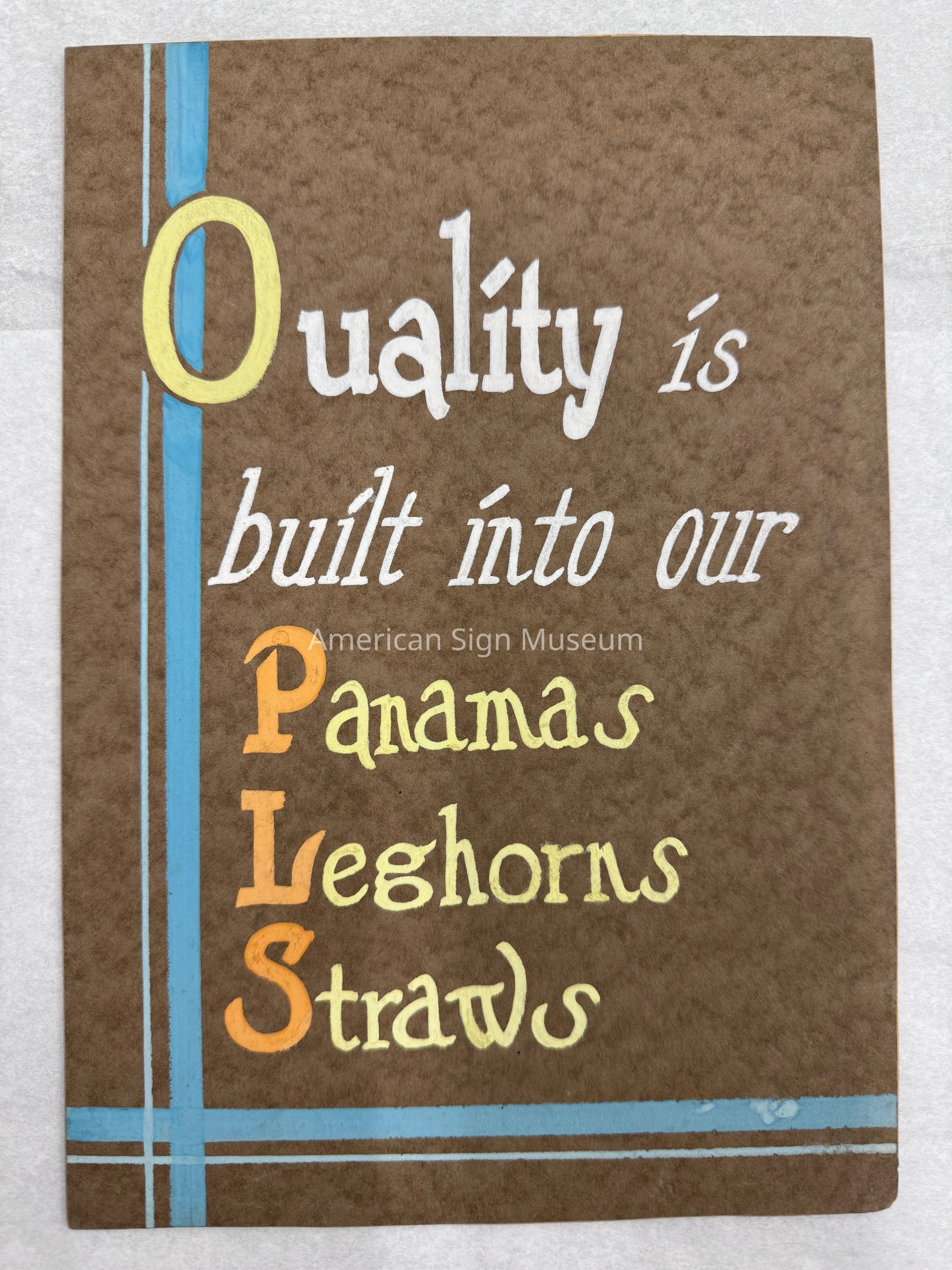 Pfister Art Service Hand-Lettered Showcard Sample picture number 1