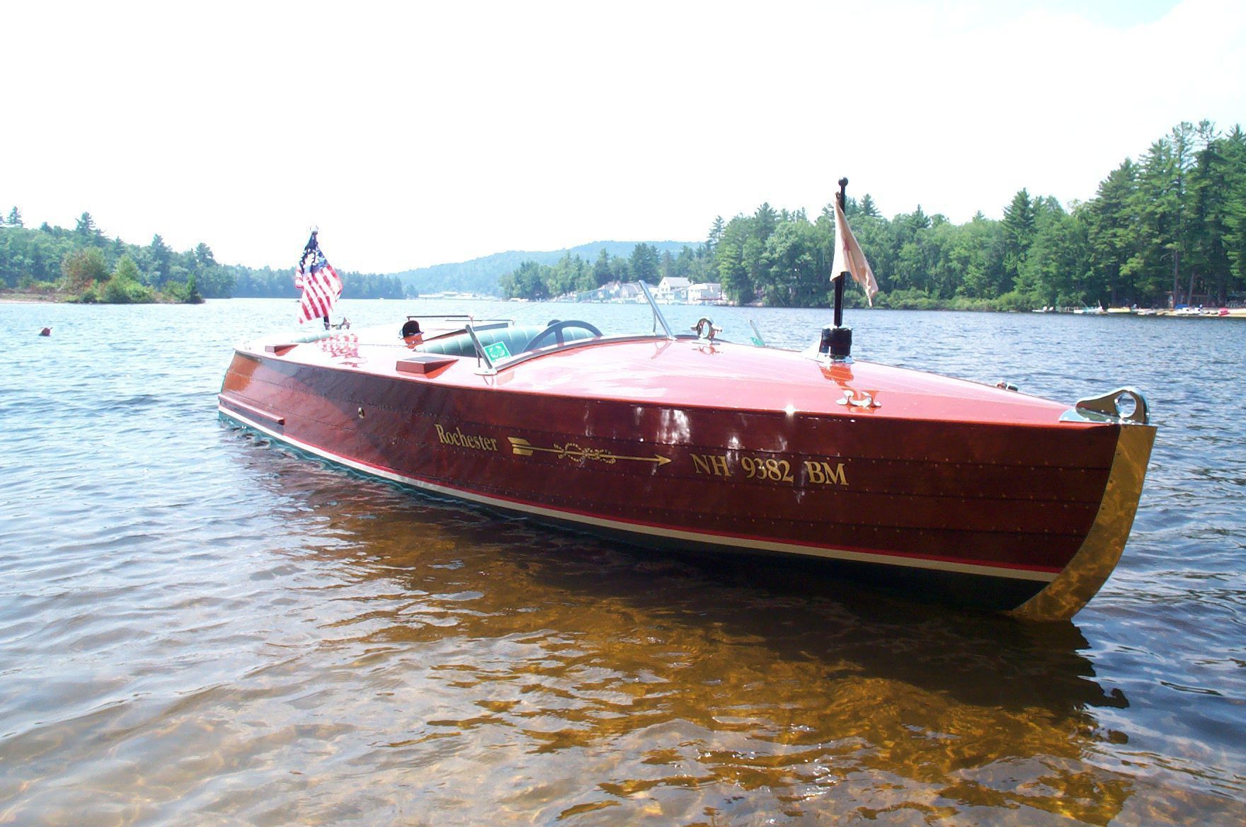 Rochester Boat & Engine Rochester N.Y. Preserved boat with 95% original wood. Original panel N.Y. gauges, wheel & original hardware.