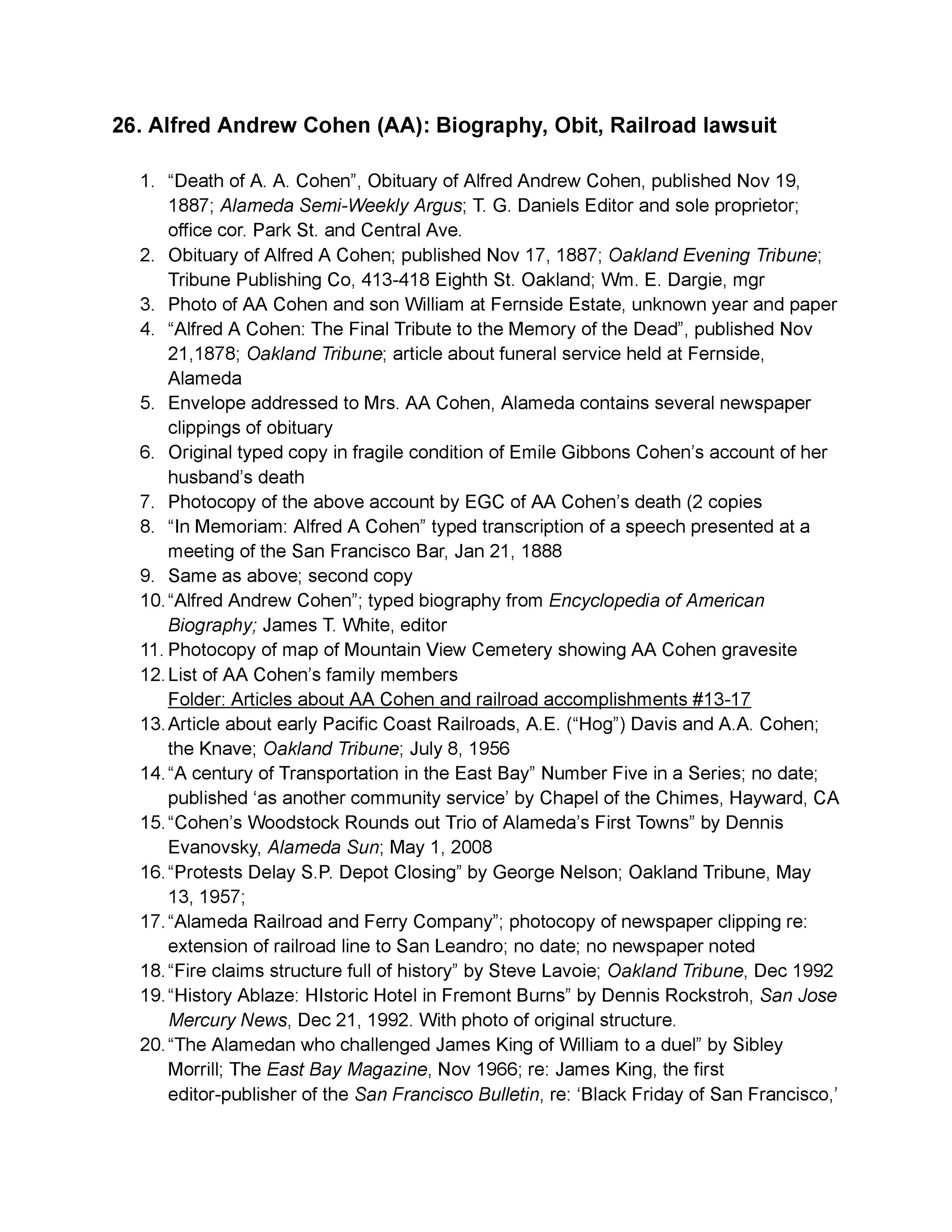 Click on above to see three page PDF list