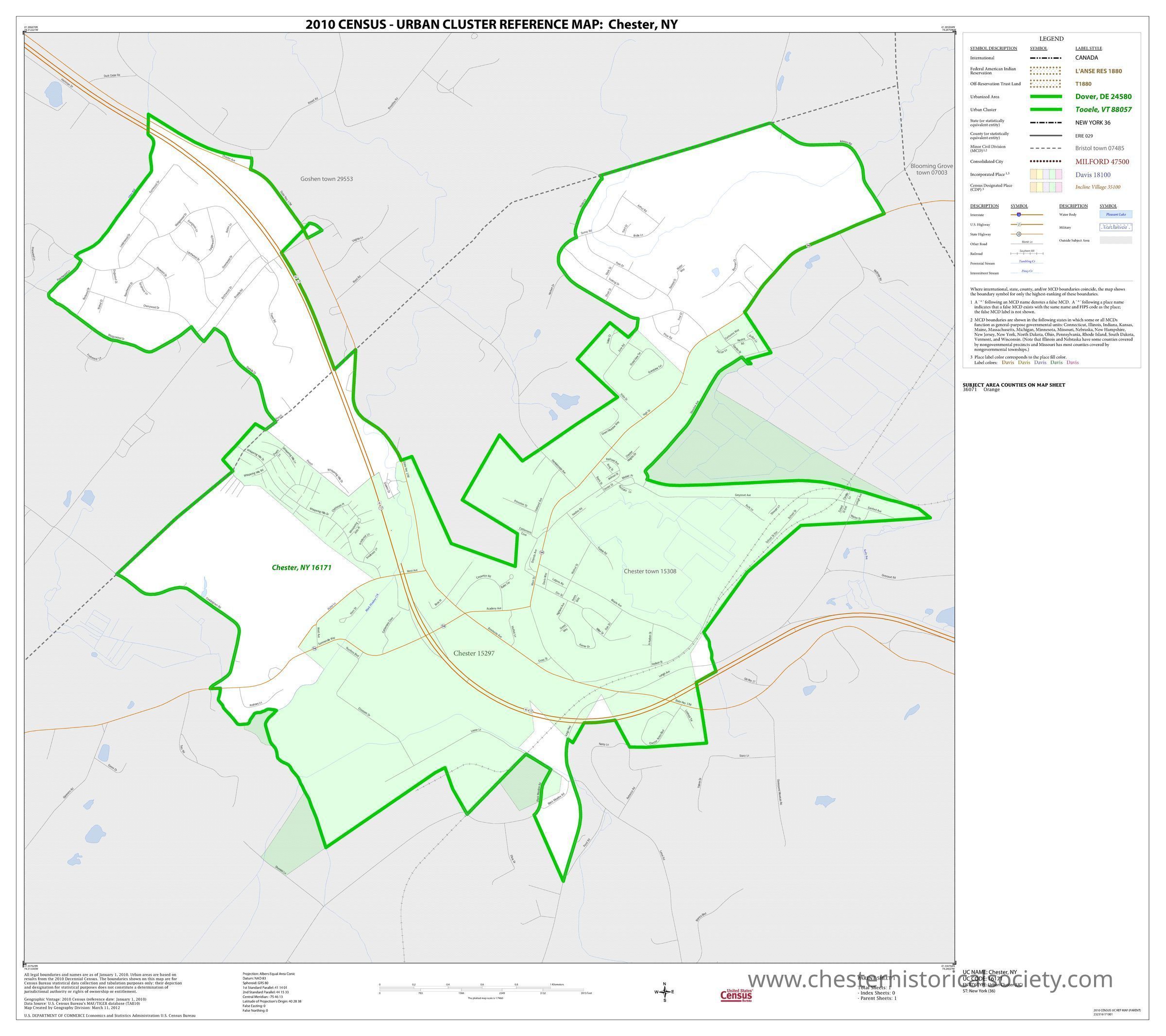 2010 Census - Urban Cluster Reference Map: Chester, NY: 2010 Census - Urban Cluster Reference Map: Village of Chester, NY.