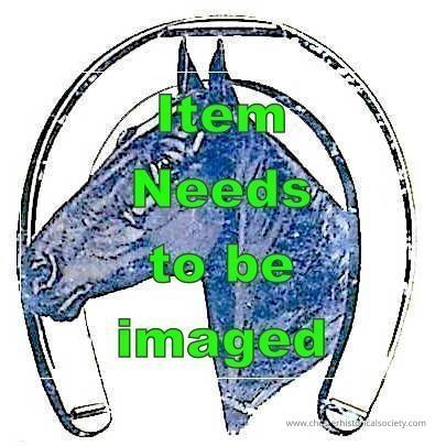 placeholder: The image depicts a stylized illustration of a horse's head, which is shaded in blue and positioned within a horseshoe outline. Overlaid on the horse's head at the center of the image is text in bold, bright green reading "Item Needs to be imaged." This is a placeholder indicating that an image is intended to be provided in the future to replace this temporary graphic.