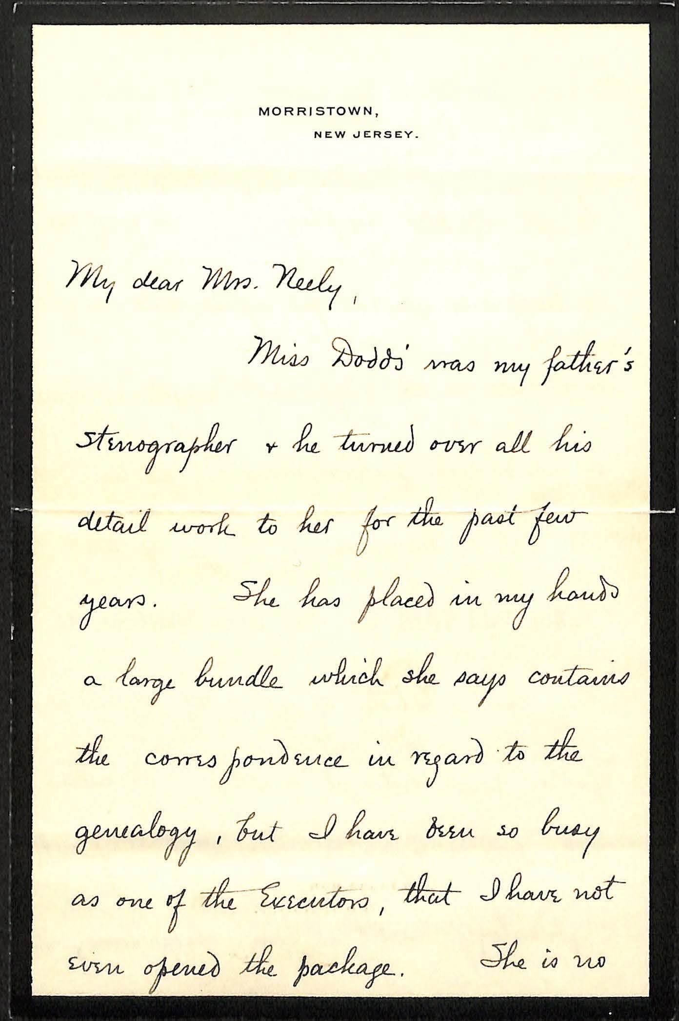 Written on mourning paper.